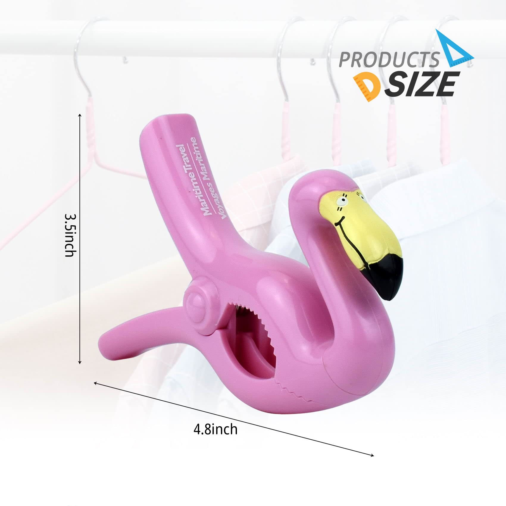 Jumbo Plastic Beach Towel Clips for Chairs - 2 Pack Flamingo Design - Secure Pool Lounger & Beach Chair Clips - Perfect for Sunbathing, Swimming & Outdoor Relaxation