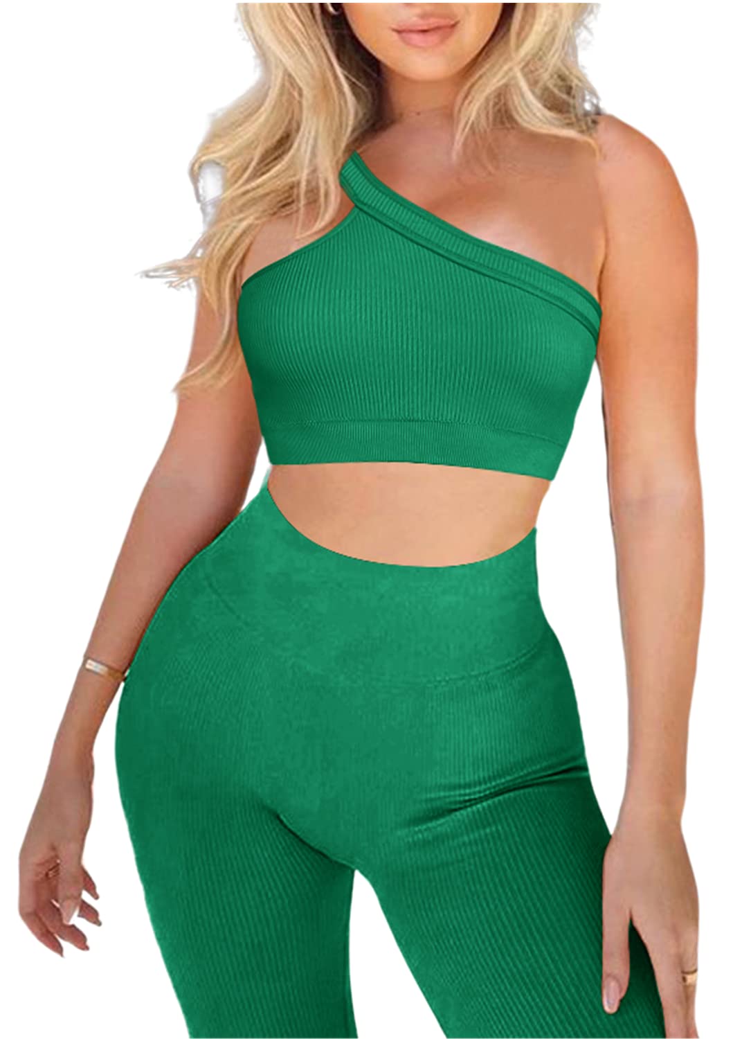 Seamless 2-Piece Workout Sets for Women - Sexy One Shoulder Sports Bra & High Waist Yoga Shorts | Gym, Running & Yoga Outfits
