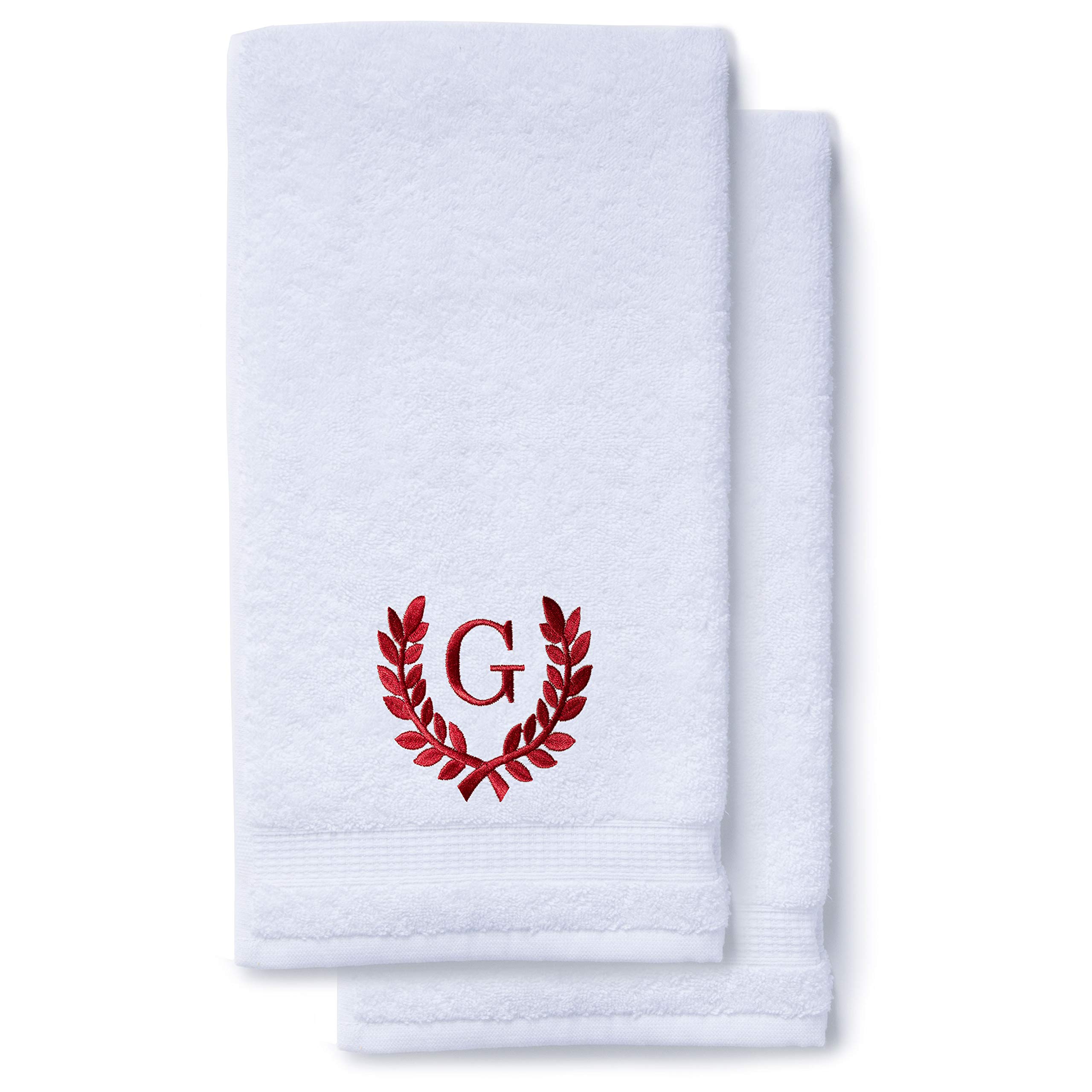 Personalized Monogrammed Hand Towels Set of 2 - Luxury Turkish Cotton 16x30 Inch for Bathroom, Kitchen & Spa | Custom Wedding Bridal Gift with Roman Font | Oversized Decorative Towels for Makeup, Guest Bath & Home Decor