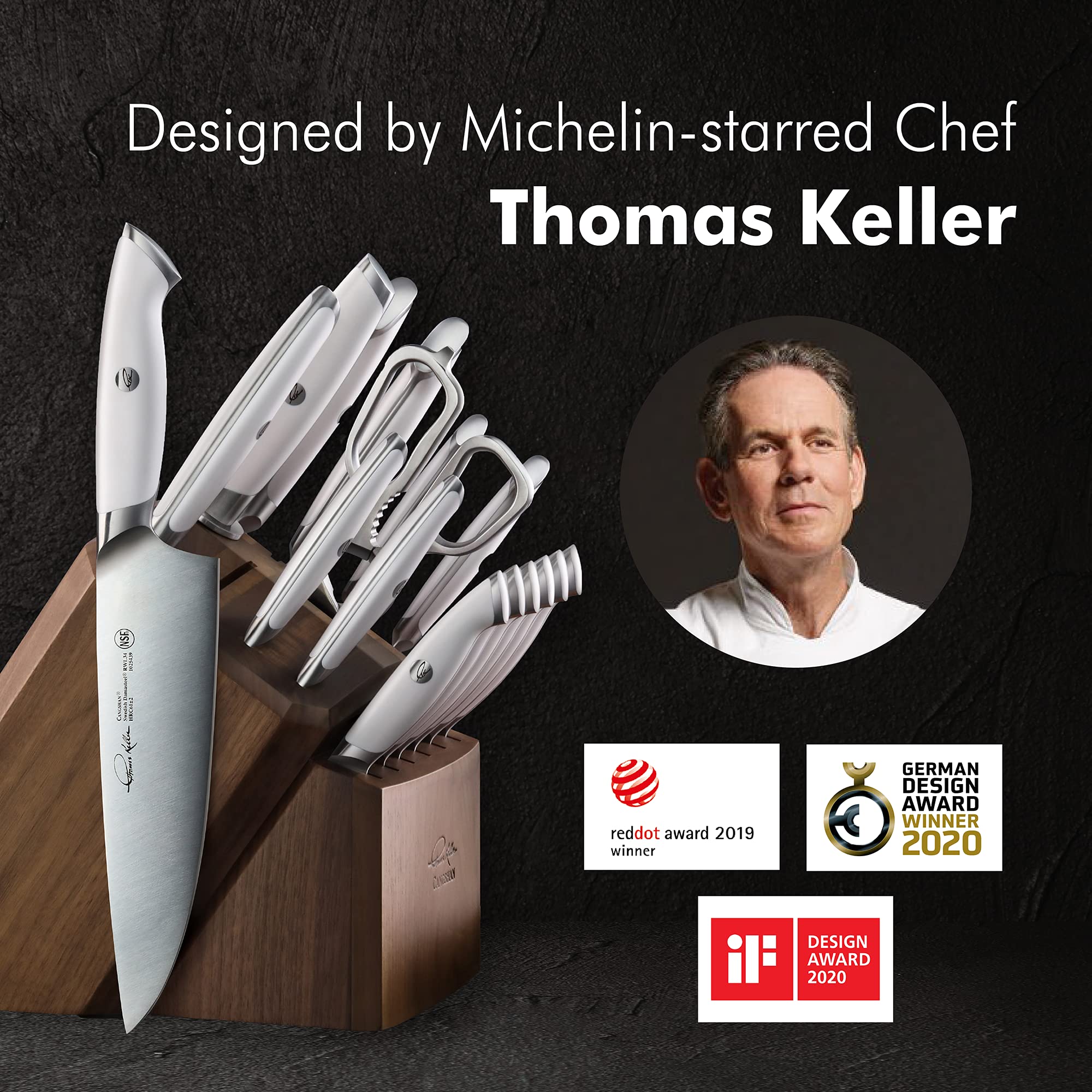 Cangshan Thomas Keller Signature 8-Inch Swedish Powder Steel Forged Bread Knife - Professional Chef's Knife for Sourdough, Baguettes & Artisan Bread Baking - Perfect for Home Kitchens & Gourmet Cooking