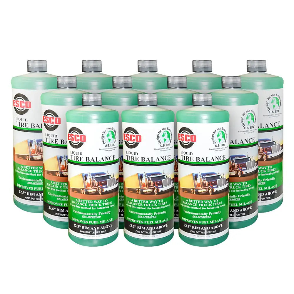 ESCO 20471 32oz Liquid Tire Balancer - Pack of 12 Bottles for Smooth Ride & Extended Tire Life | Perfect for Trucks, RVs & Heavy-Duty Vehicles