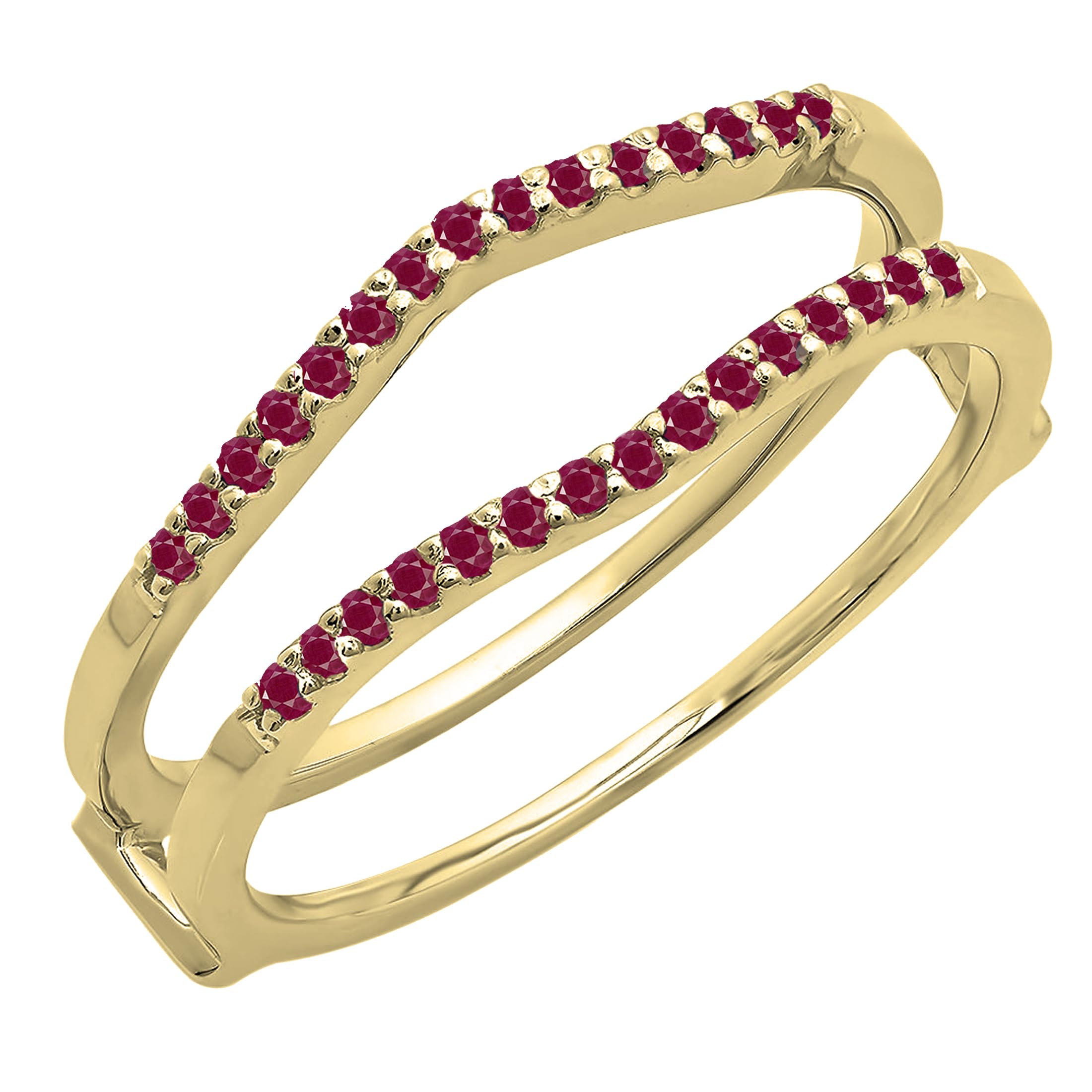 14K Solid Yellow Gold Round Gemstone or Diamond Wedding Enhancer Guard Ring for Women – Elegant Bridal Jewelry for Engagement, Anniversary & Special Occasions