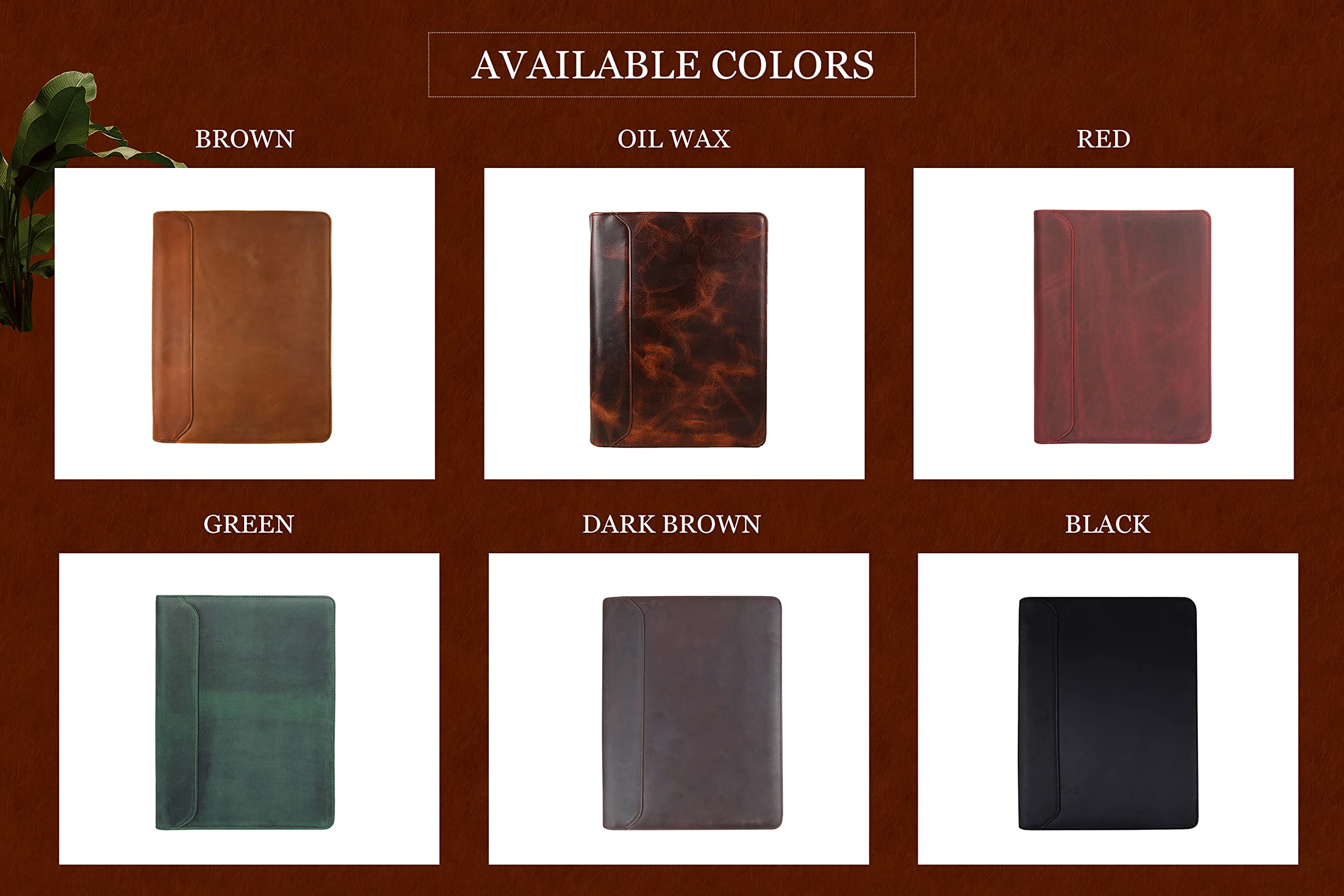 Personalized Leather Binder Portfolio with Free Engraved Name - Handmade 3 Ring Zippered Padfolio for Men & Women - Custom A4 Document Organizer & Resume Holder - Oil Wax Leather Business Folder for Office, Meetings, and Professional Presentations