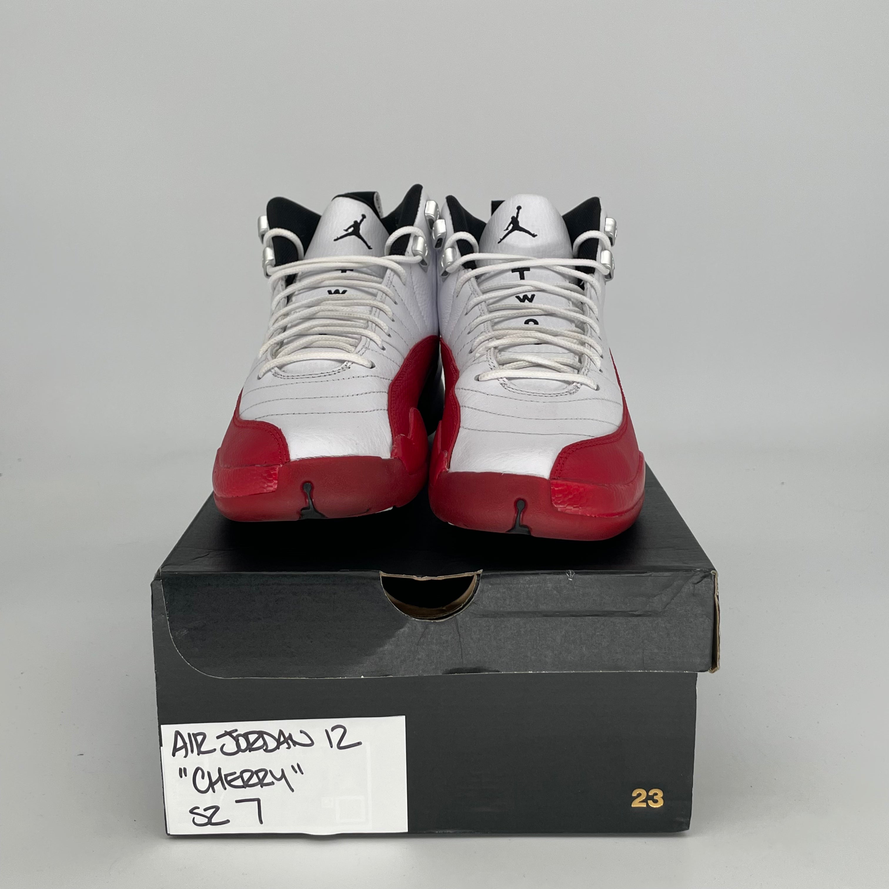 Original Air Jordan 12 Cherry Basketball Shoes - Women's Size 7/8.5W (Style# 153265-116) - Perfect for Streetwear, Sneaker Collecting & Casual Fashion