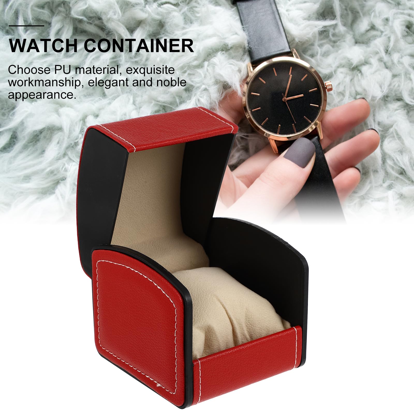 Hemobllo Single Watch Box - Premium PU Leather Wristwatch Display Case with Jewelry Storage | Watch Organizer & Gift Box for Men & Women | Perfect for Travel, Home Display & Watch Collection Organization