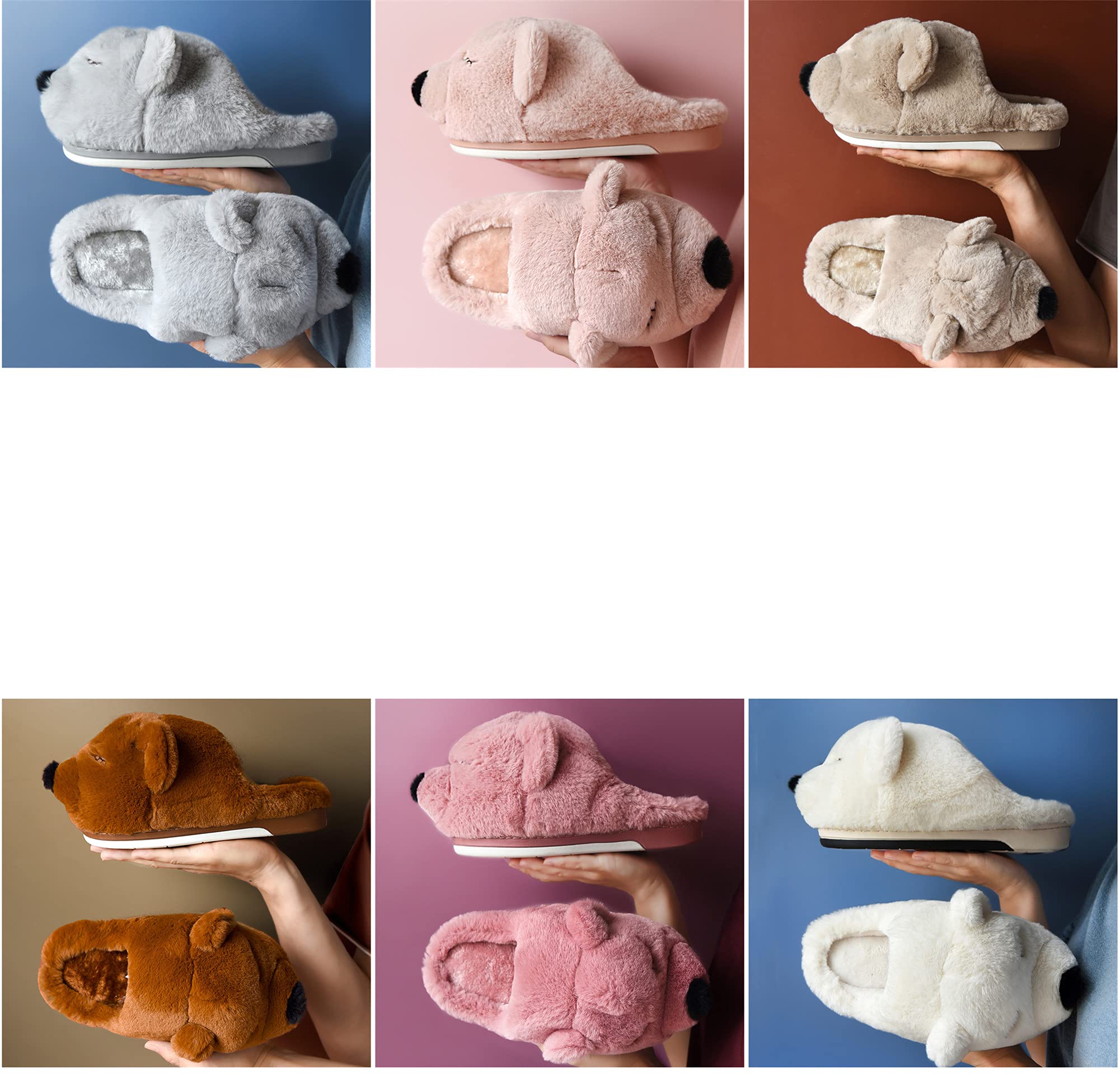 LANFIRE Women's Cute Bear Slippers - Cozy Fuzzy Animal House Shoes, Soft Plush Winter Warm Indoor Slippers with Non-Slip Sole - Perfect for Home, Lounge & Gift Giving