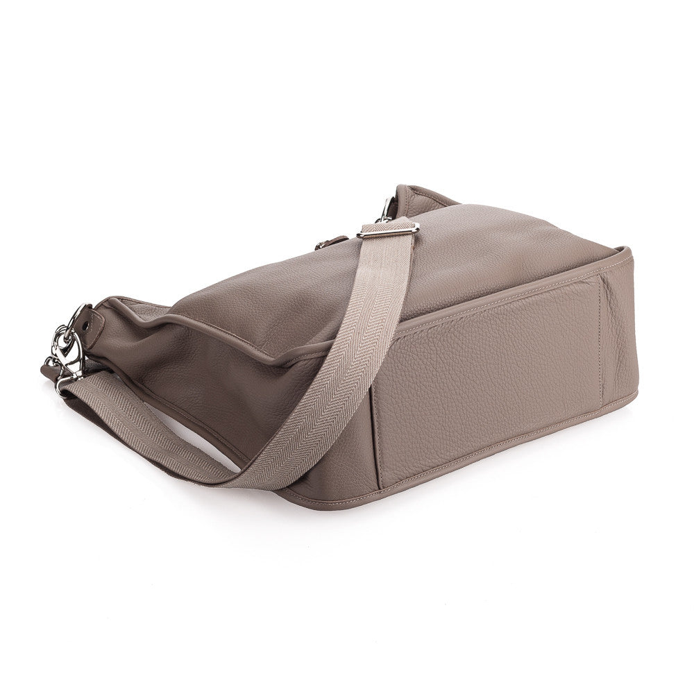 Oberwerth Kate Premium Grey Leather Camera & Business Bag with Silver Buckles - Includes Clutch & Key Wallet - Perfect for Photographers, Professionals & Travel