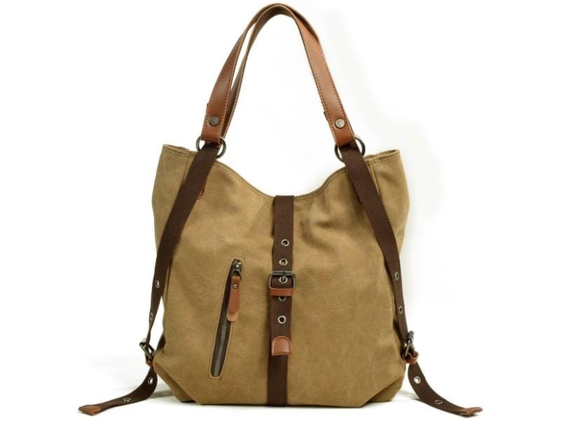 Stylish Women's Waxed Canvas Tote Bag with Genuine Leather Handles - Perfect for Work, Travel & Everyday Use