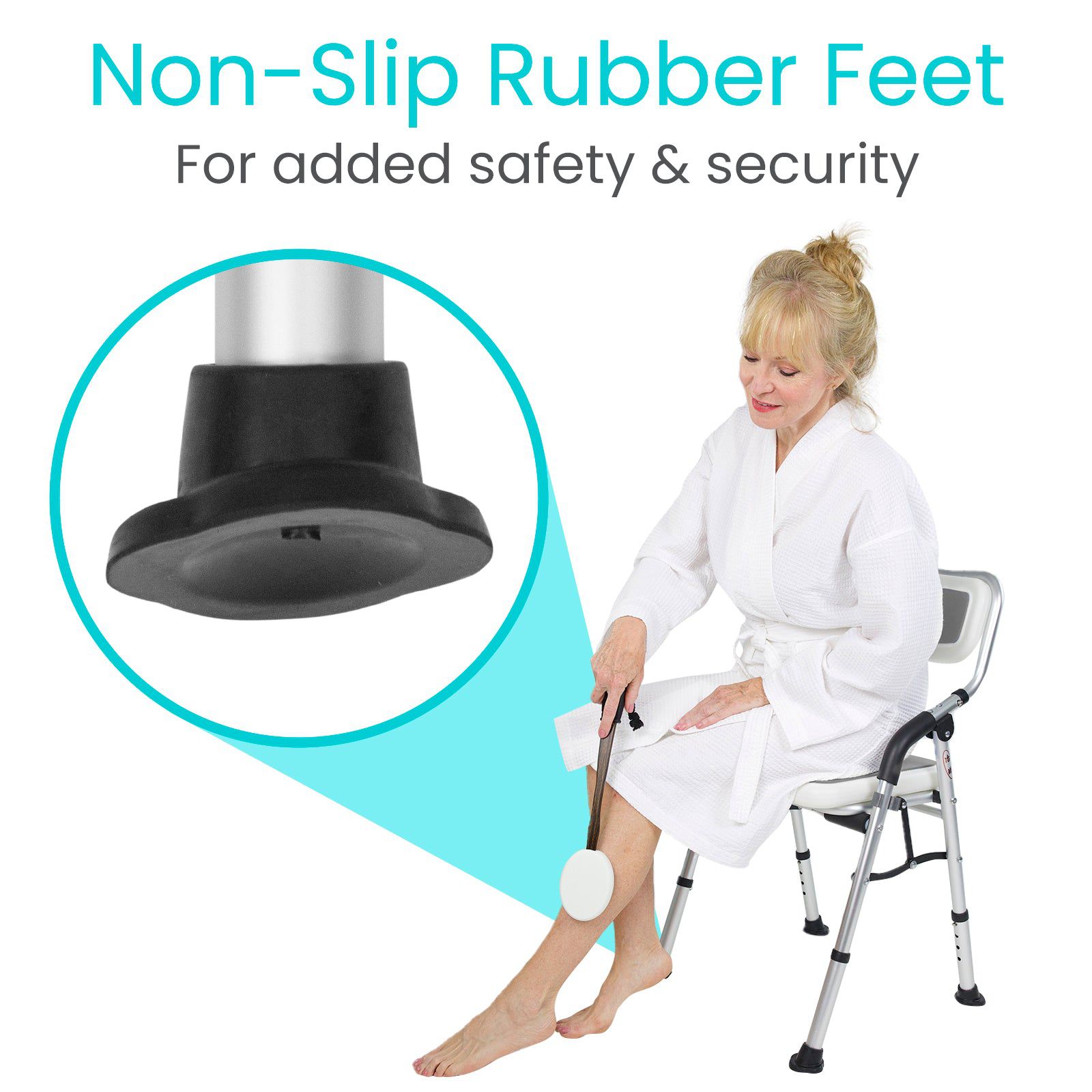 Foldable Shower Chair for Elderly & Disabled - Non-Slip Bath Seat with Adjustable Height & Backrest - Ideal for Seniors, Handicap & Post-Surgery Bathroom Safety (White)