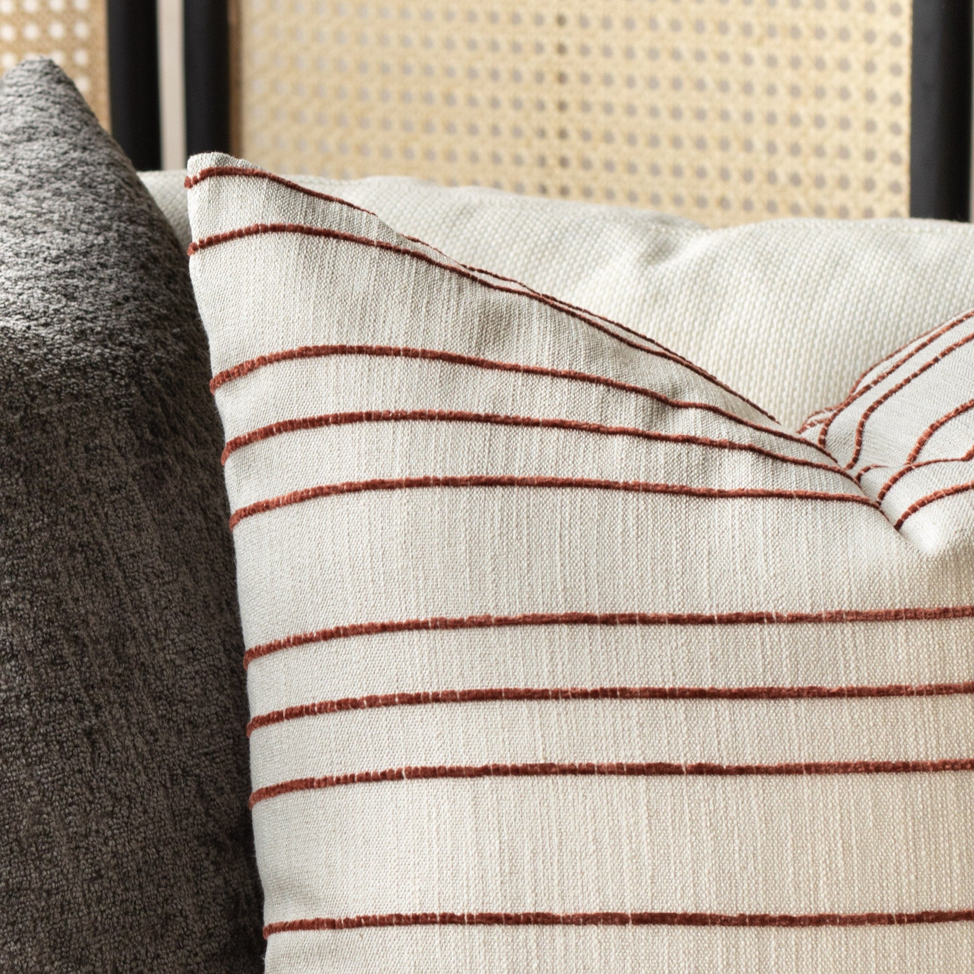 Spar Stripe 20x20 Decorative Throw Pillow Cover - Russet Brown for Couch, Sofa, Bedroom & Living Room Decor
