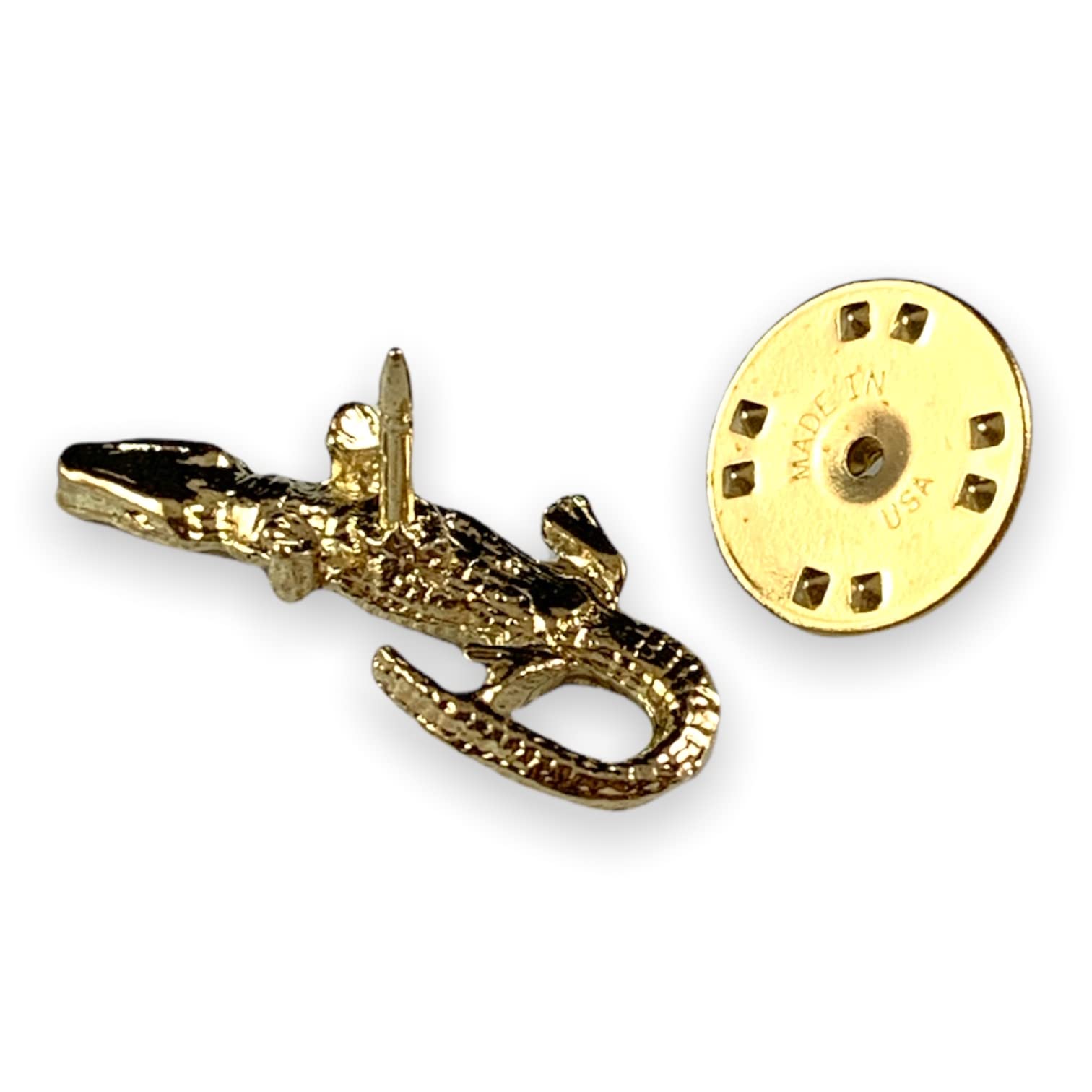 StockPins 3D Gold Alligator Lapel Pin - Premium Animal Enamel Pin for Gator Lovers, USA Made Fashion Accessory for Jackets, Hats, Backpacks & Suits - Perfect for Gameday, Gifts & Collectibles