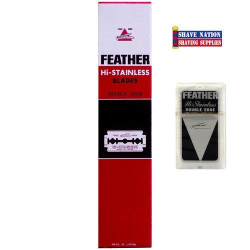 Feather Hi Stainless Double Edge Razor Blades - 100 Count (20x5) - Super Sharp & Smooth Shaving for Men - Perfect for Safety Razors, Beard Trimming & Travel Shaving Kits