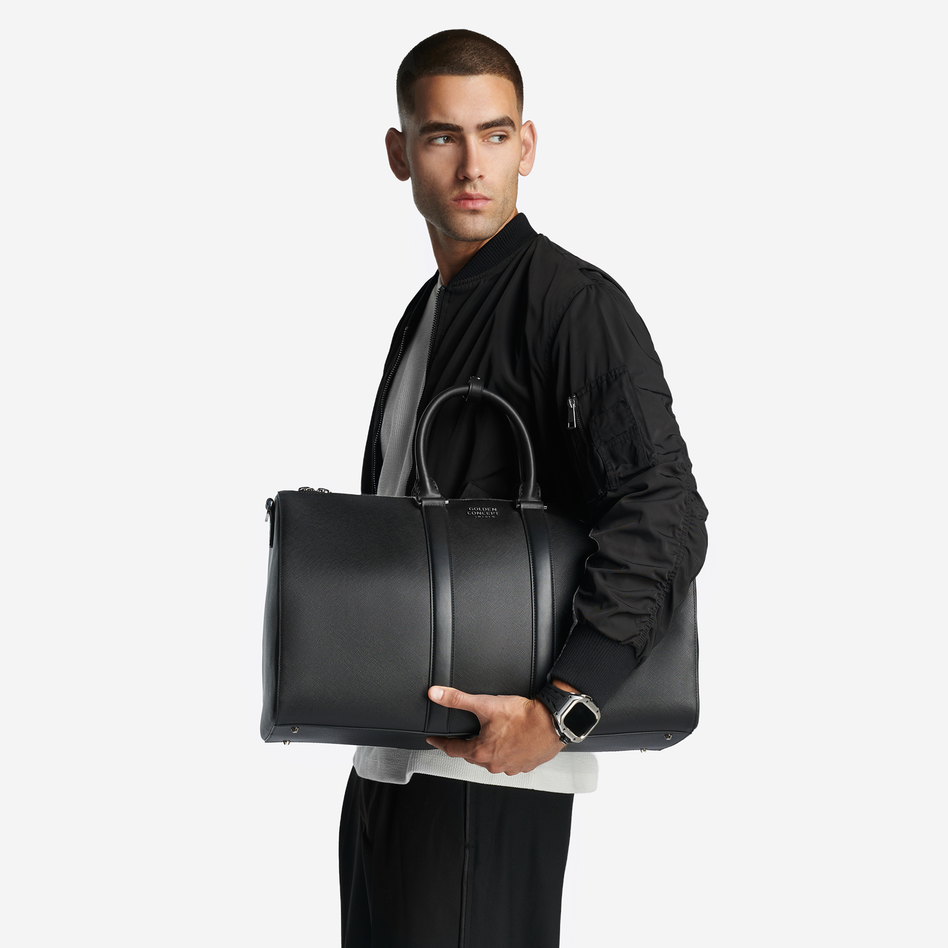 Premium Saffiano Leather Duffle Bag for Men & Women - Travel, Gym, Weekend Getaway Carry-On Luggage