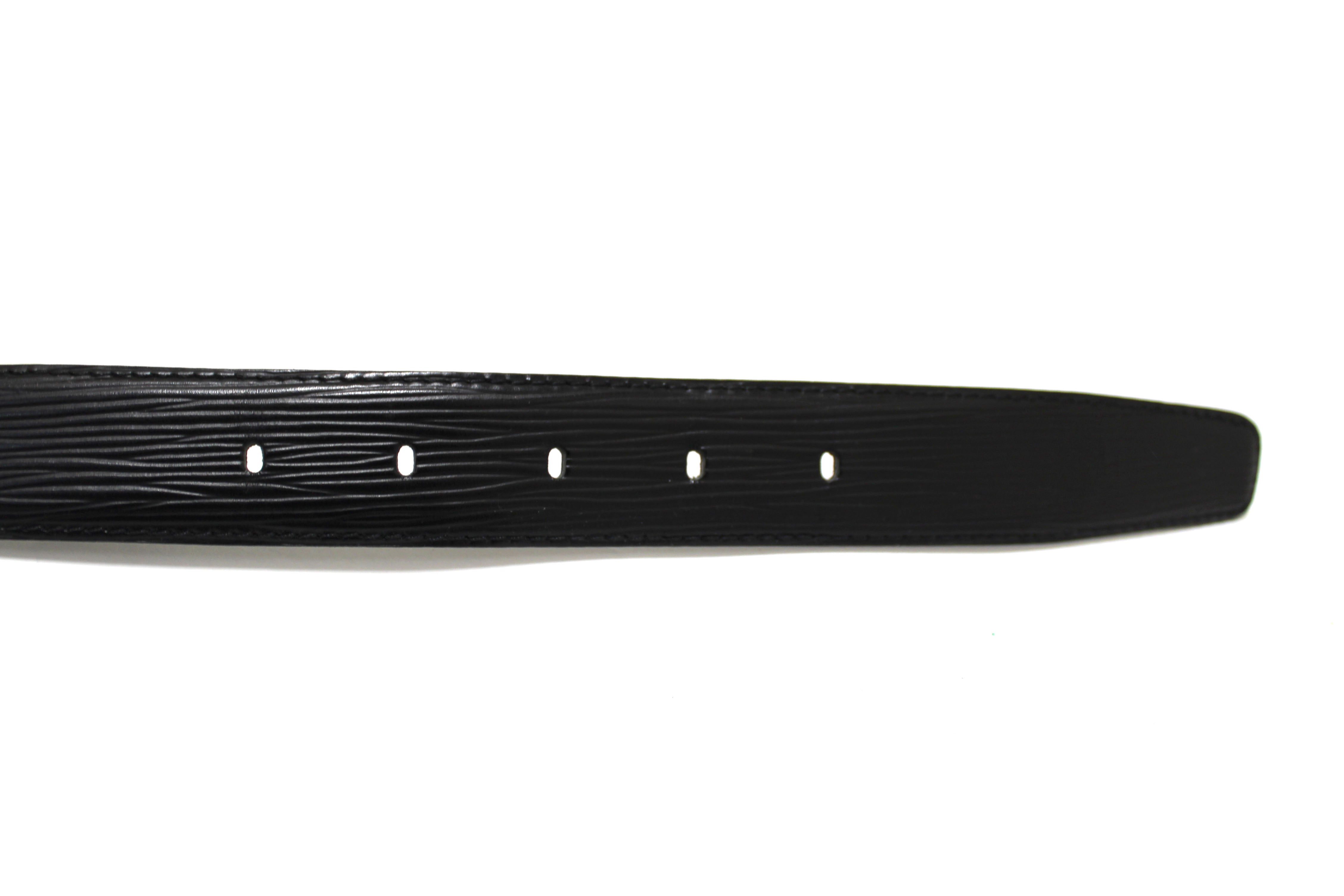 Authentic Louis Vuitton Black Epi Leather Belt with Gold Buckle - Size 44 for Men | Luxury Fashion Accessory for Business, Casual & Formal Occasions