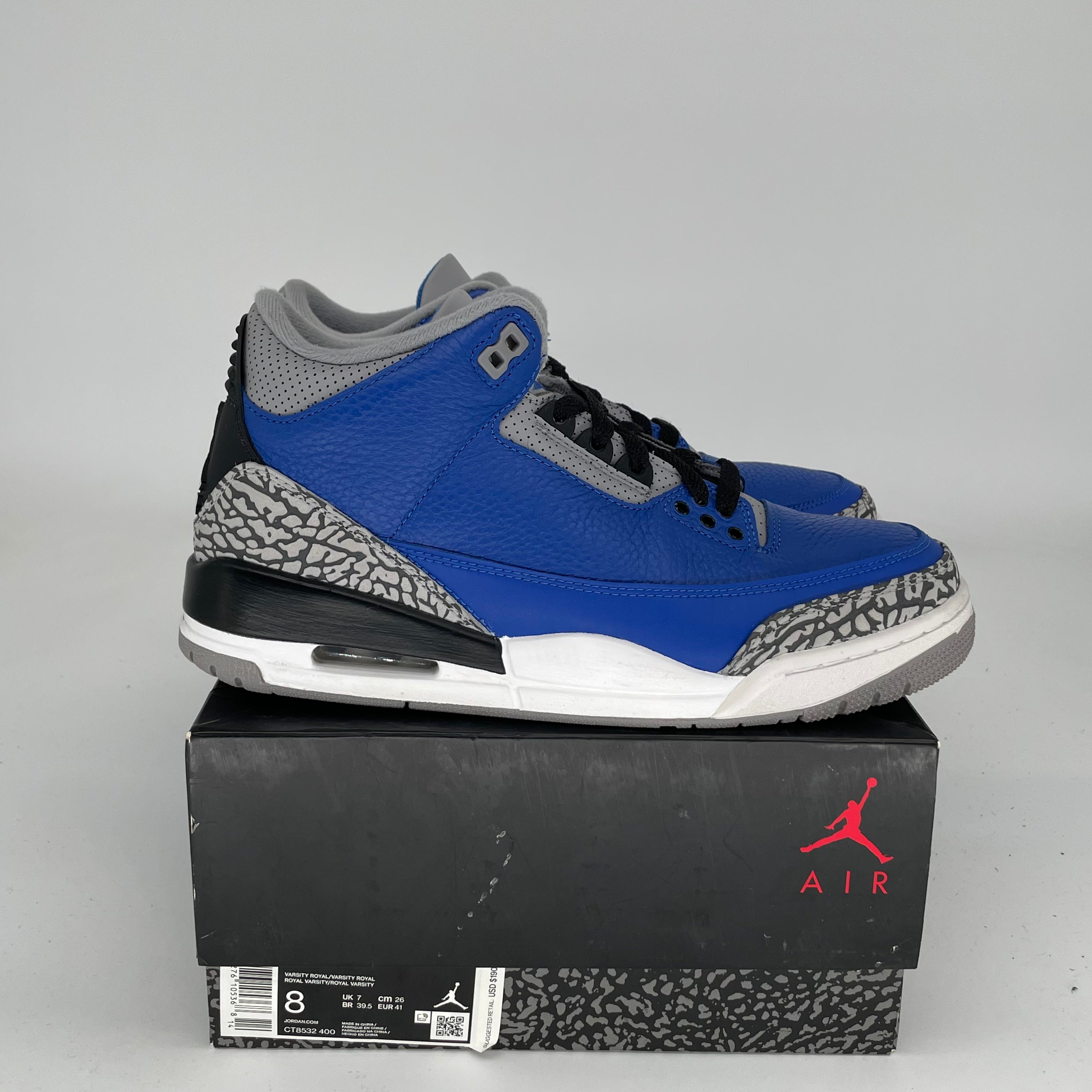 AIR JORDAN 3 VARSITY ROYAL CEMENT Men's Basketball Shoes - Size 8 (CT8532-400) | Retro Sneakers for Streetwear & Casual Fashion | Perfect for Basketball, Gym & Everyday Wear