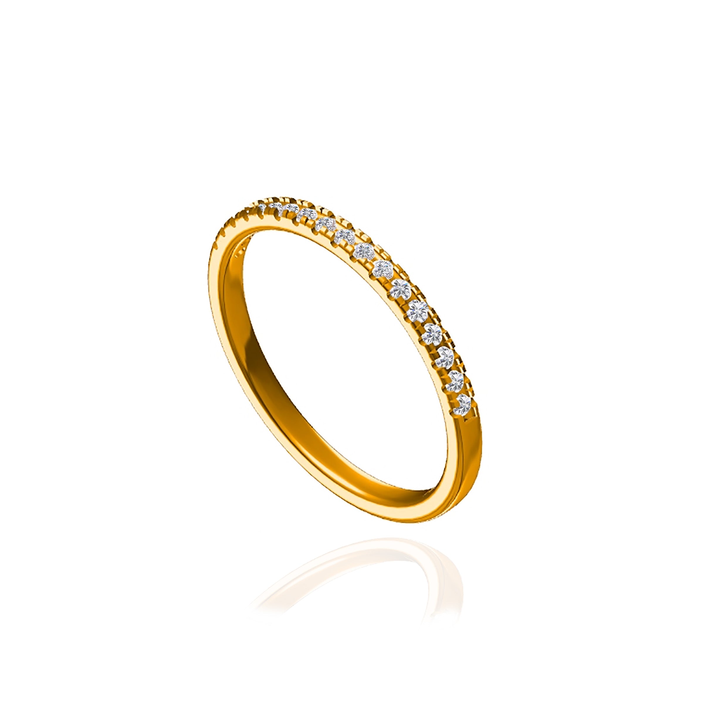 Elegant Spark: Half Pavé Ring Ashes Ring - Dainty Stackable Ring for Women, Perfect for Everyday Wear, Anniversary Gifts & Special Occasions