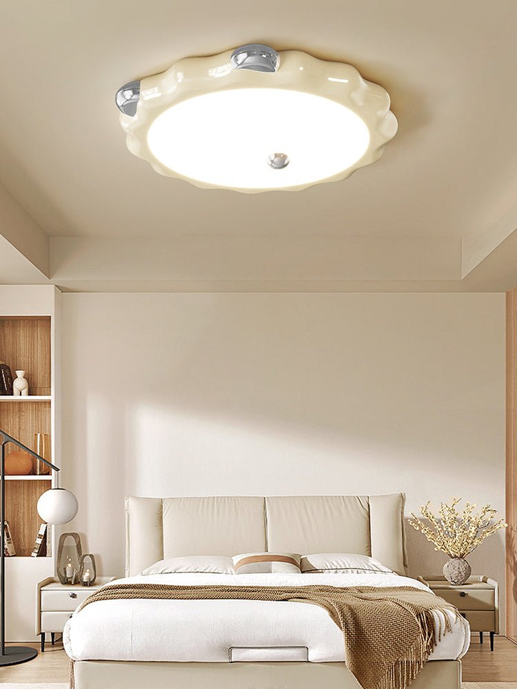 Elegant Cream Puffering Ceiling Light Fixture - Modern Flush Mount Lighting for Bedroom, Living Room & Dining Room