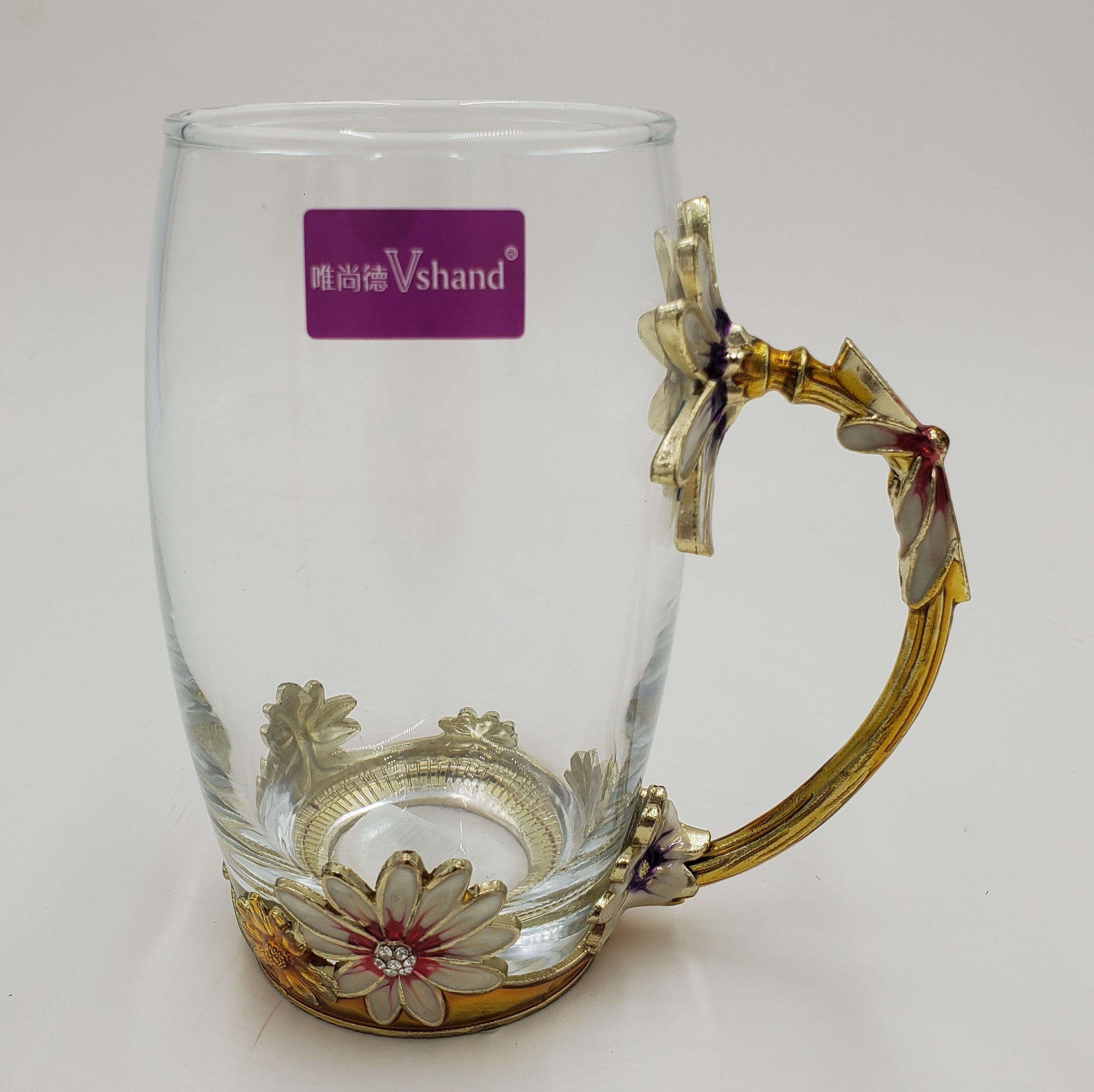 2.5x5 Inch Tea Glass with Floral Design - Perfect for Hot Tea, Iced Tea, and Decorative Serving at Home or Cafe