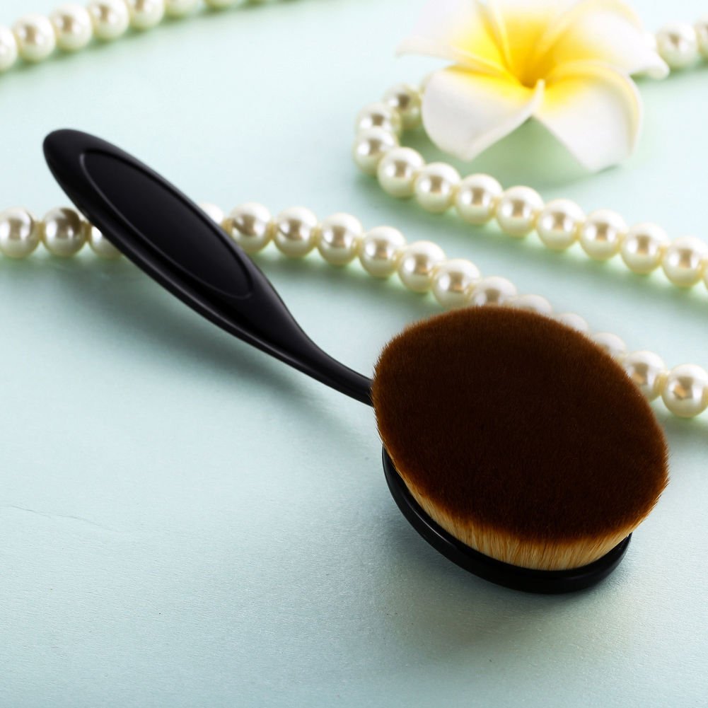 10pcs Black Toothbrush Curve Makeup Brush Set - Professional Oval Foundation Brush for Flawless Makeup Application | Perfect for Contouring, Blending & Liquid Foundation