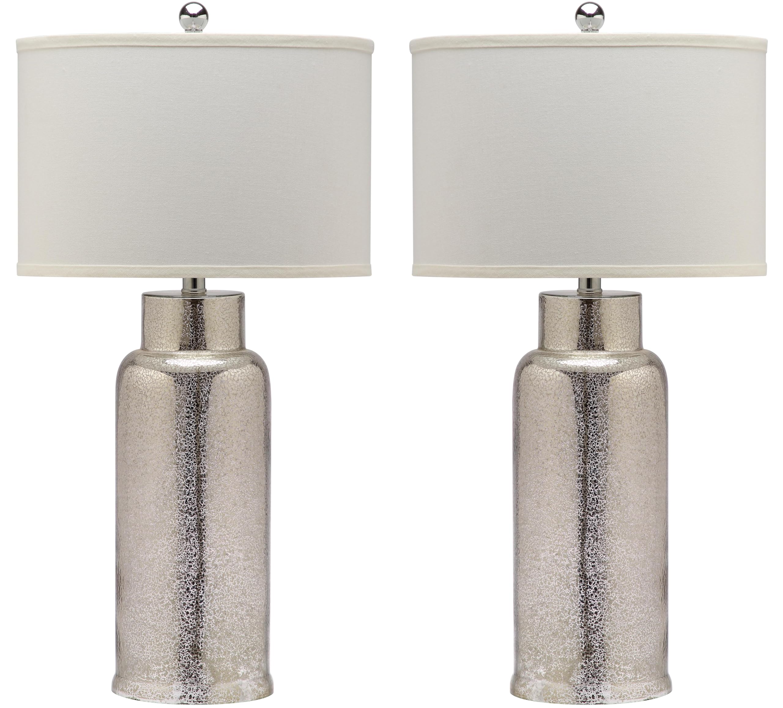 SAFAVIEH 30-inch Silver Glass Bottle Table Lamp Set of 2 with LED Bulbs - Modern Bedside Lighting for Bedroom, Living Room & Home Office - Perfect for Nightstands, Desks and Cozy Reading Nooks