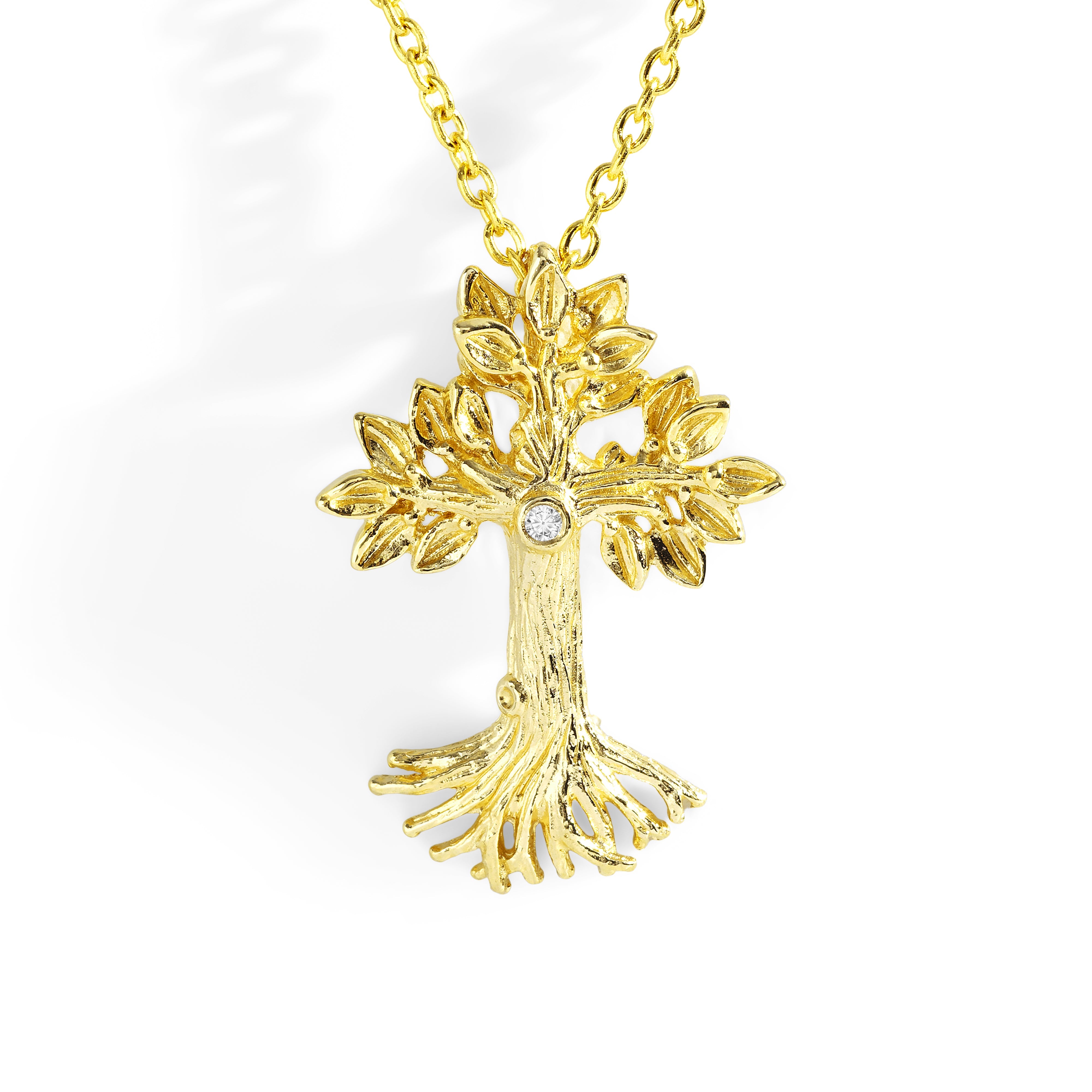 Armenian Tree of Life 25mm Cross Pendant Necklace with Diamonds - Elegant Religious Jewelry for Women, Perfect for Baptism, Wedding & Everyday Wear