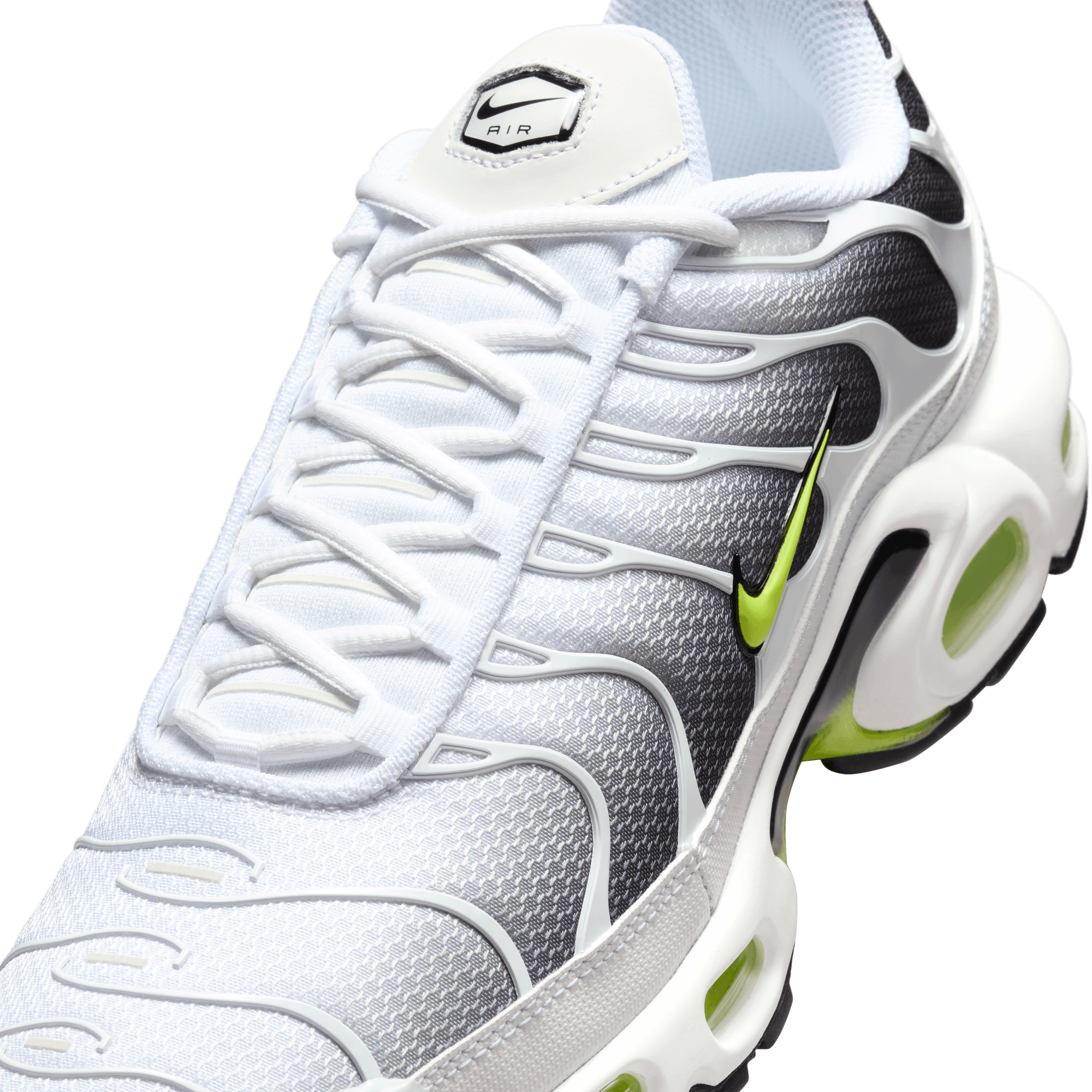 Nike Air Max Plus Running Shoes - White/Volt/Black - Lightweight Cushioned Sneakers for Men & Women - Perfect for Jogging, Gym Workouts & Casual Wear