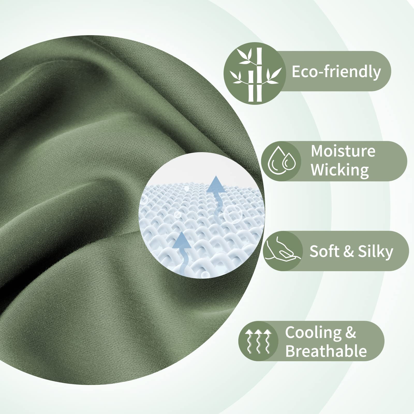 Fittia 20x54 Inch Cooling Body Pillow Cover - Soft Silky Breathable Pillowcase with Envelope Closure - Green - Perfect for Hot Sleepers, Pregnancy Support & Home Decor (1 Pack)