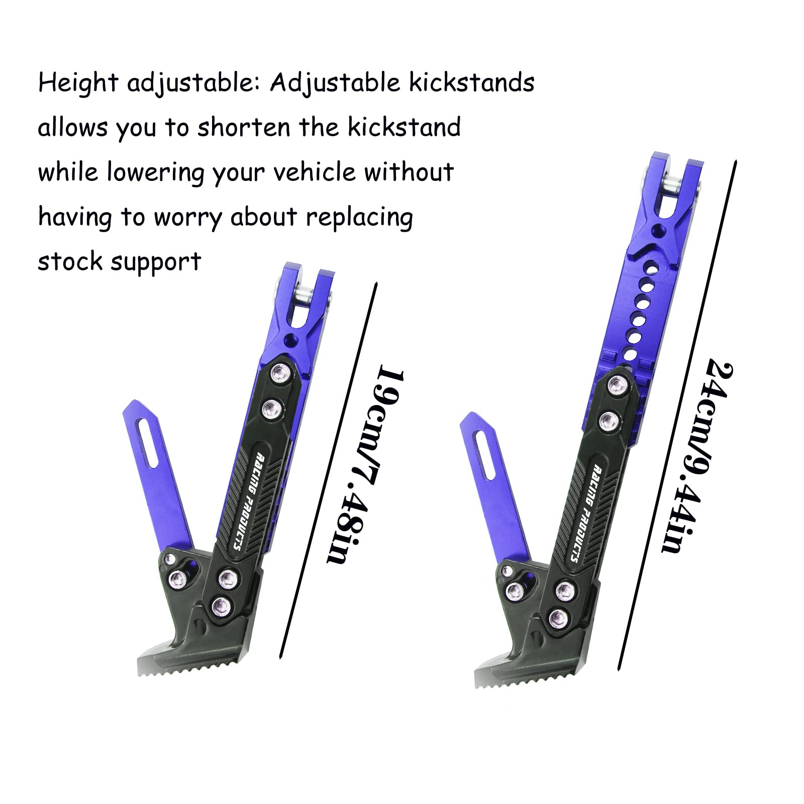 Universal Motorcycle Kickstand - CNC Aluminum Alloy Adjustable Side Stand for Scooters, Motocross & Dirt Bikes - Heavy Duty Support for Parking & Maintenance
