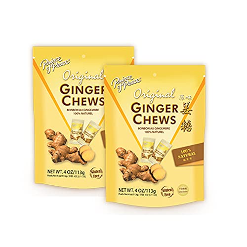 Prince of Peace Original Ginger Chews, 4 oz (2 Pack) – Natural Ginger Candy for Nausea Relief – Delicious Candied Ginger Snacks – Perfect for Travel, Motion Sickness & Digestive Comfort