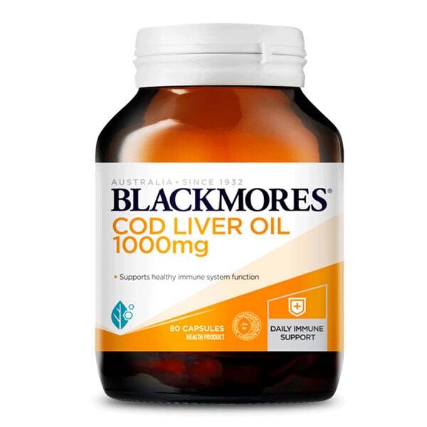 Blackmores Cod Liver Oil 1000mg - Premium Omega-3 Fish Oil Supplement for Heart, Brain & Joint Health - Supports Immunity & Vision - 60 Softgels - Perfect for Daily Wellness Routine
