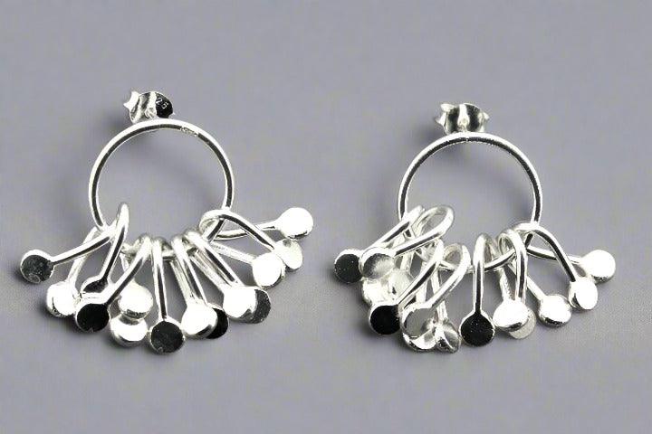 Sakura Cherry Blossom Sterling Silver Circle Stud Earrings for Women - Perfect for Everyday Wear, Parties & Gifts