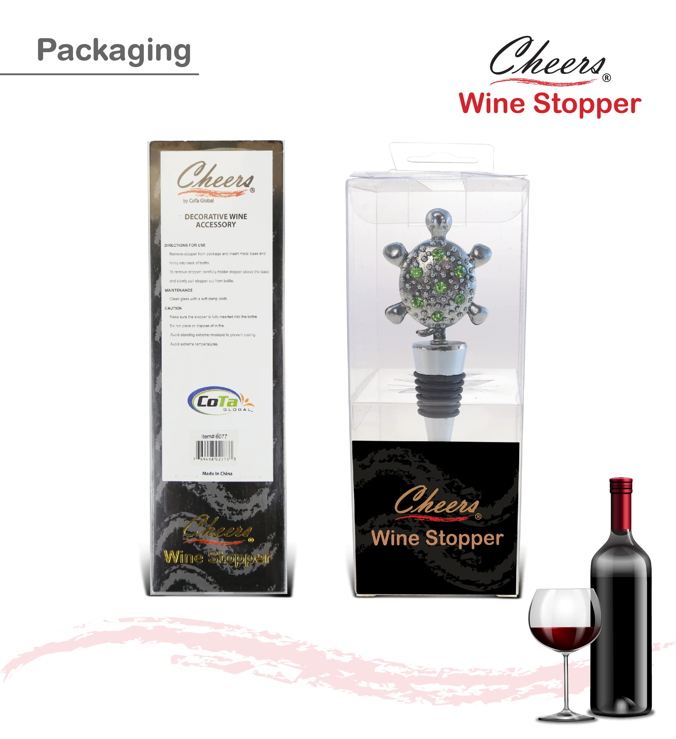 Cheers Sea Turtle Metal Wine Stopper - Elegant Reusable Wine Bottle Seal, Ocean-Themed Bar & Kitchen Accessory for Wine Preservation | Perfect for Home Entertaining, Beach Parties & Coastal Decor