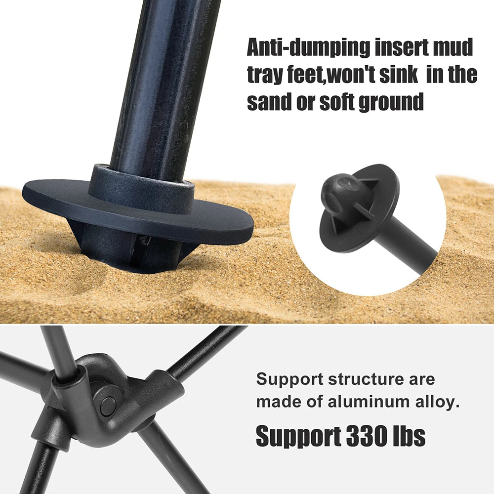 Portable Folding Camping Chair with Headrest - Lightweight Heavy Duty Aluminum Alloy Outdoor Chair for Hiking, Beach, Picnic & Backyard Relaxation