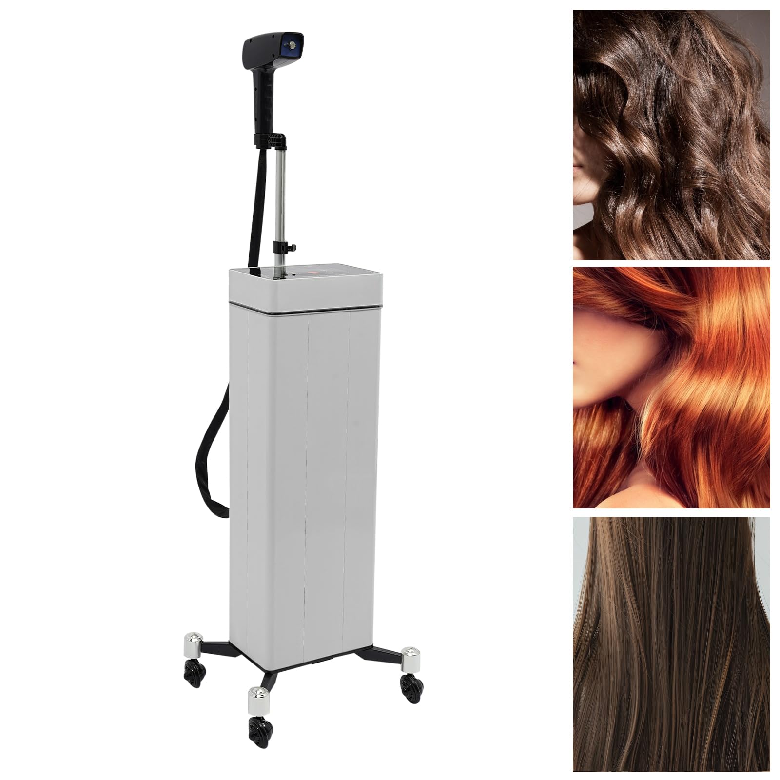 Professional Nano Hair Steamer for Salon & Home Use - 3-in-1 Deep Conditioning Hair Repair System with Digital Touch Panel, Rolling Base & Stand - Perfect for Hair Coloring, SPA Treatments & Damaged Hair Care
