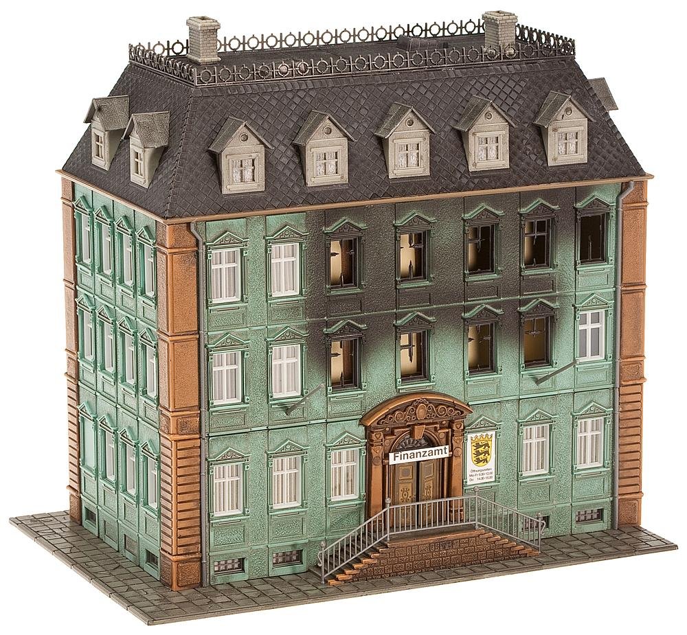 Faller 130441 HO Scale Burning Tax Office Model Building Kit - Realistic Miniature for Train Layouts & Dioramas