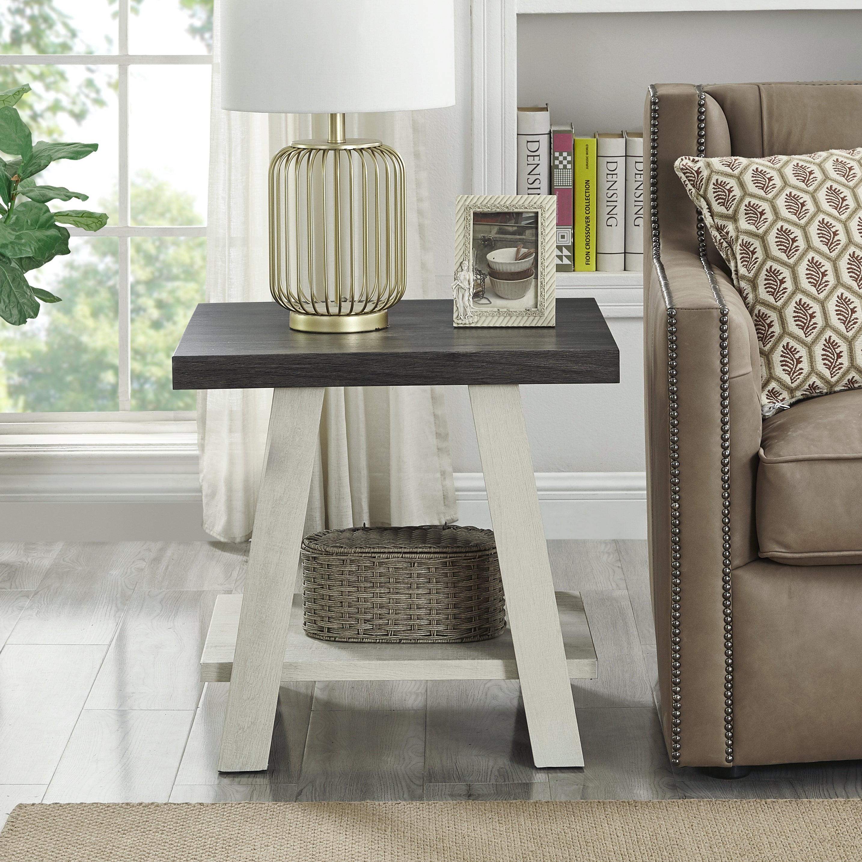 Roundhill Furniture Athens Contemporary Replicated Wood Shelf End Table - Modern Nightstand for Bedroom, Living Room, or Office - Stylish Storage & Display Solution