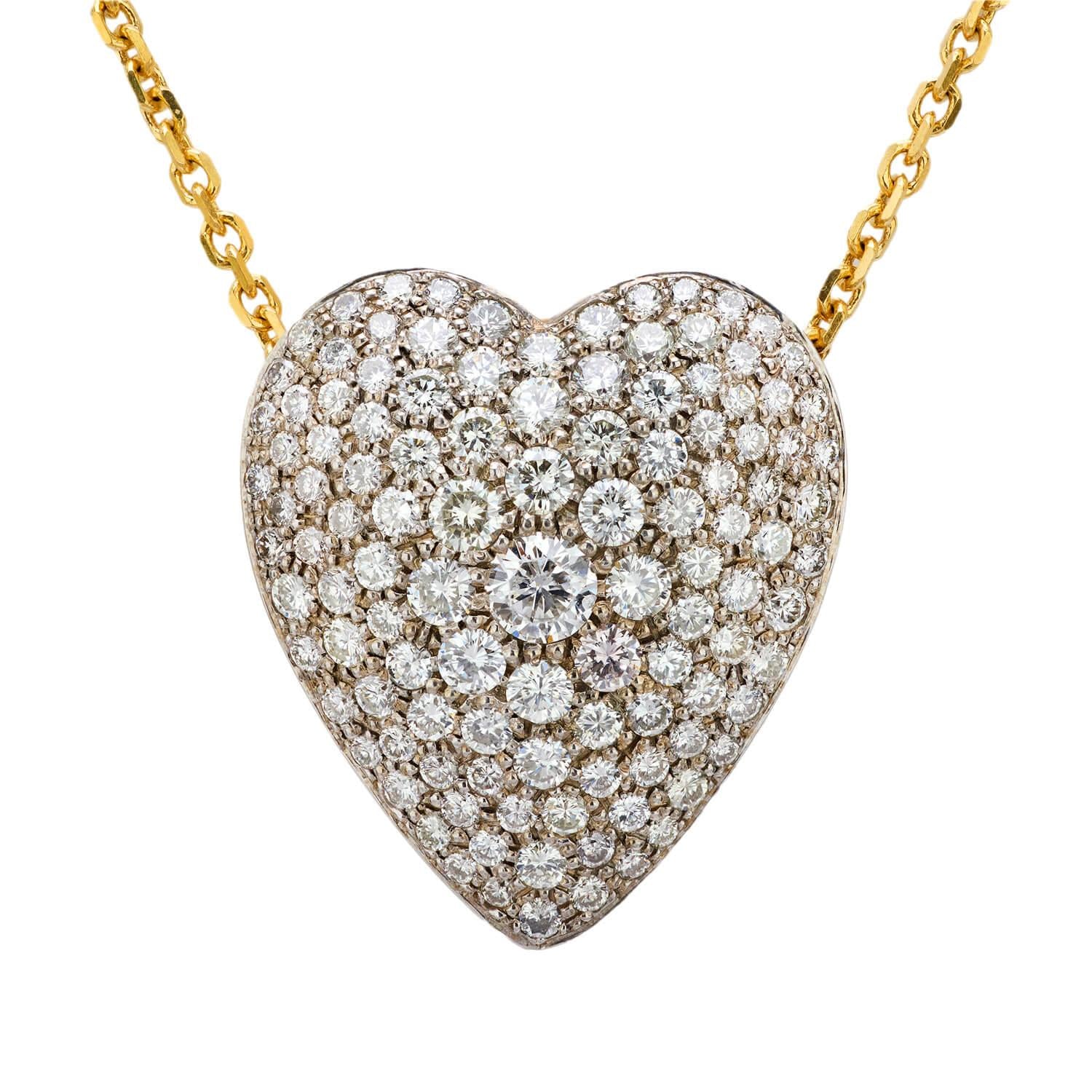 18K Gold 2.50ctw Diamond Heart Pendant Necklace for Women - Elegant Valentine's Day Gift, Anniversary Jewelry & Romantic Occasions
