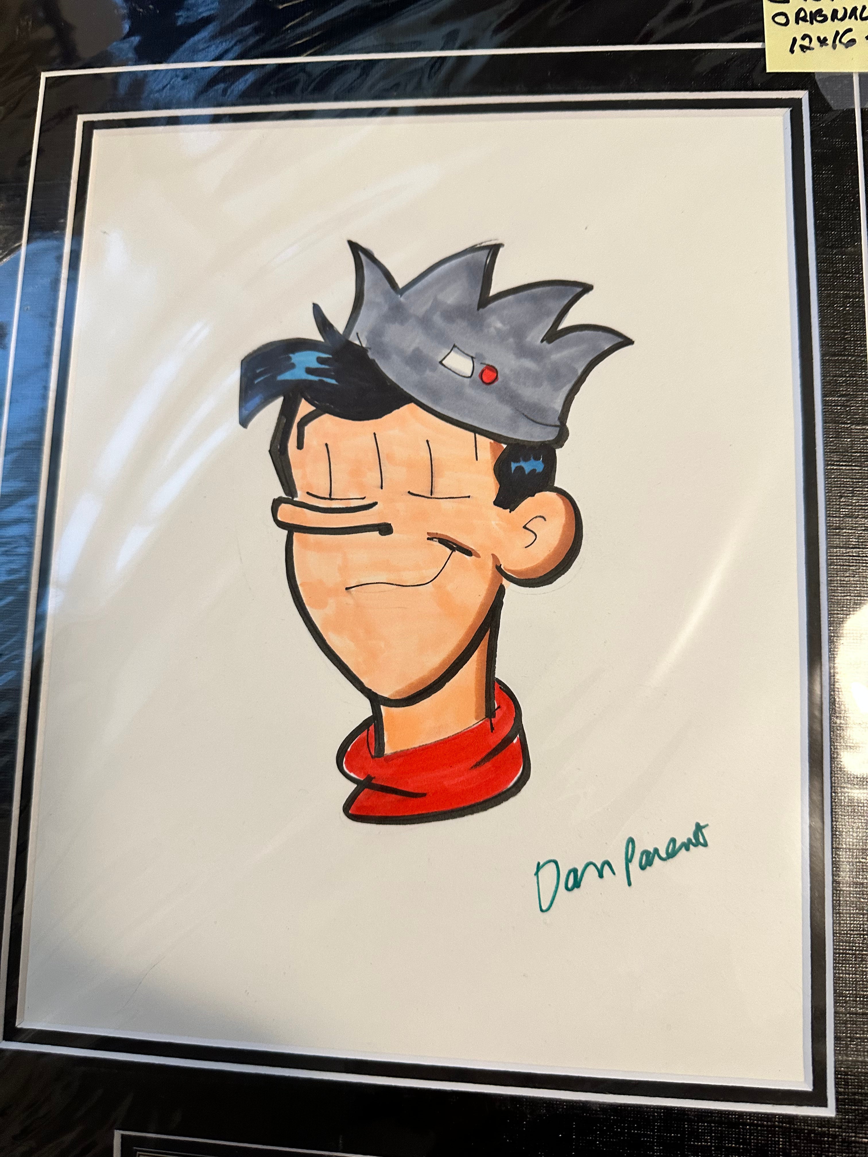 Archie Comics Jughead Original Matted Color Sketch 12x16 Autograph by Dan Parent - Signed Collectible Art for Comic Fans & Home Decor