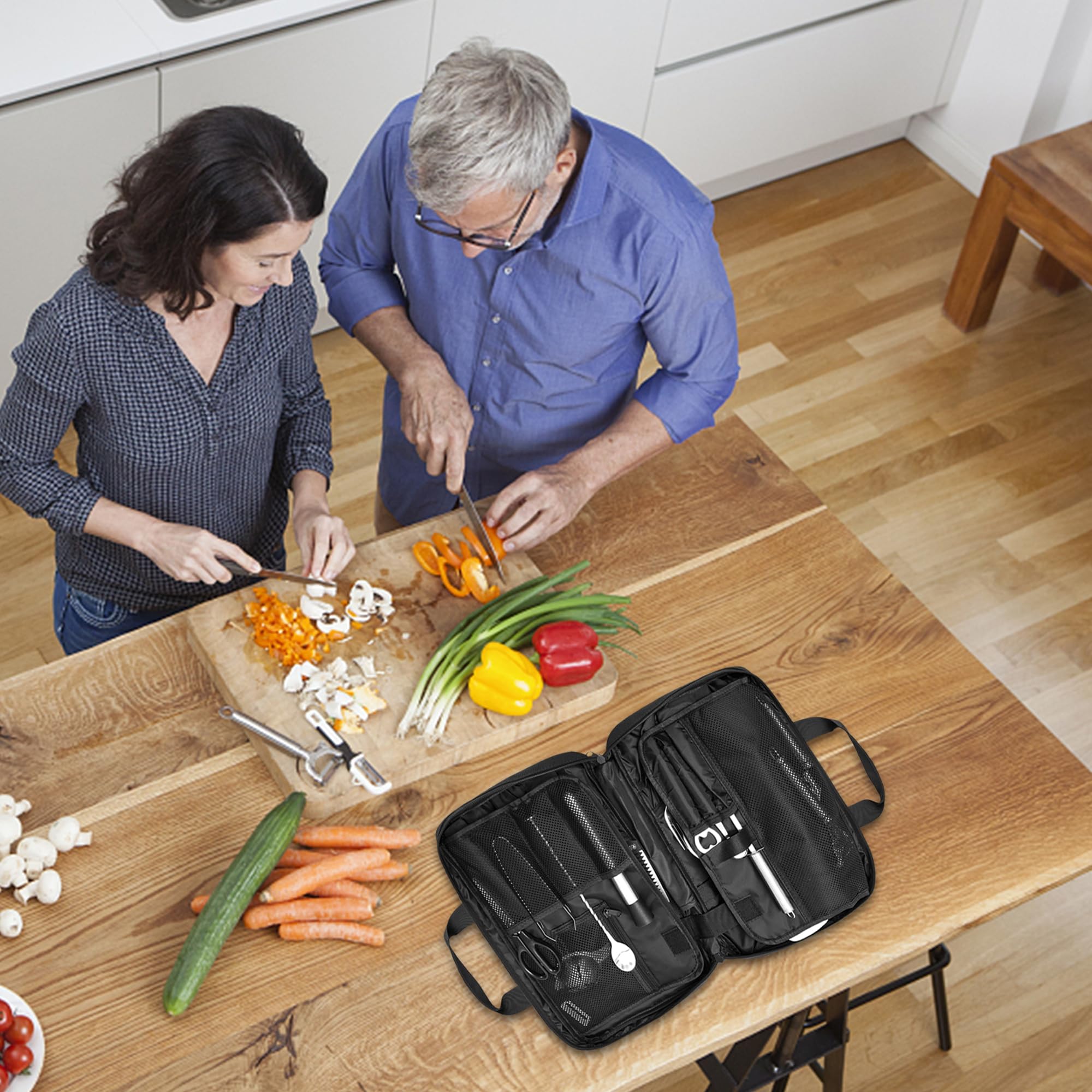 Professional Chef Knife Bag - 25 Pockets Knife Storage Case & Travel Carrier for Kitchen Knives & Utensils | Ideal for Chefs, Cooking Classes & Culinary Travel