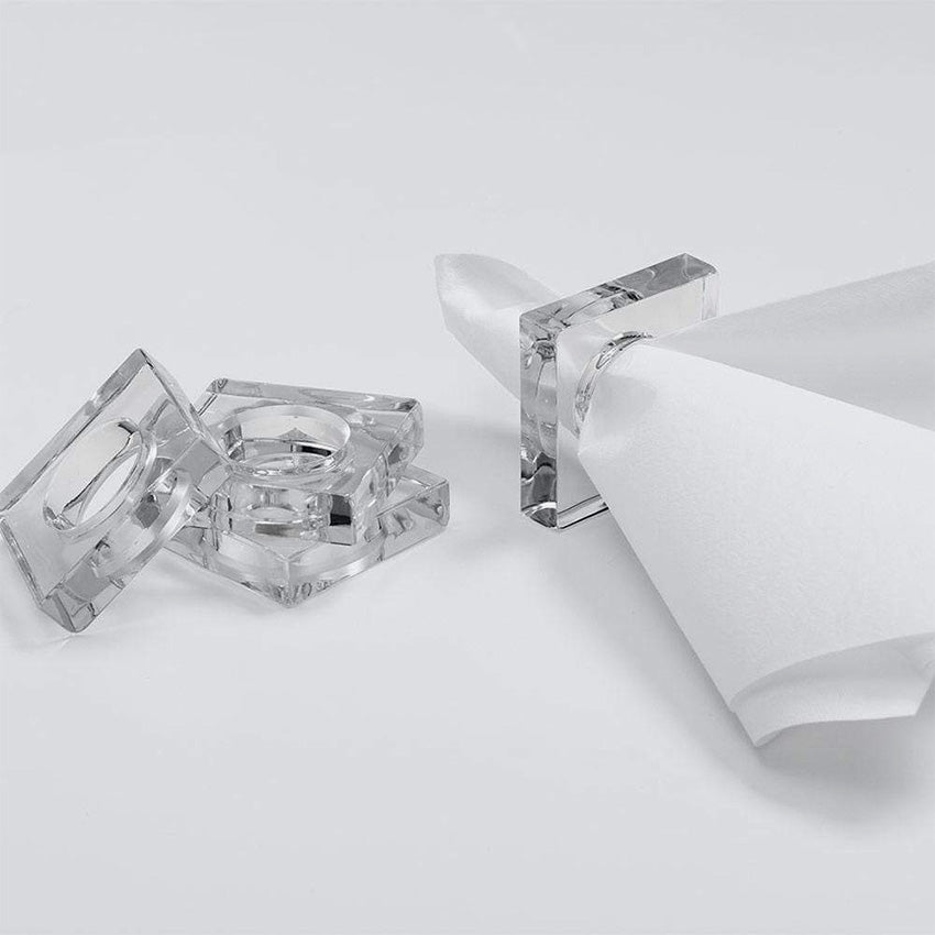 Elegant Set of 4 Crystal Clear Acrylic Napkin Rings for Formal Dining & Holiday Table Decor - Premium Tableware Accessories for Weddings, Parties & Special Occasions