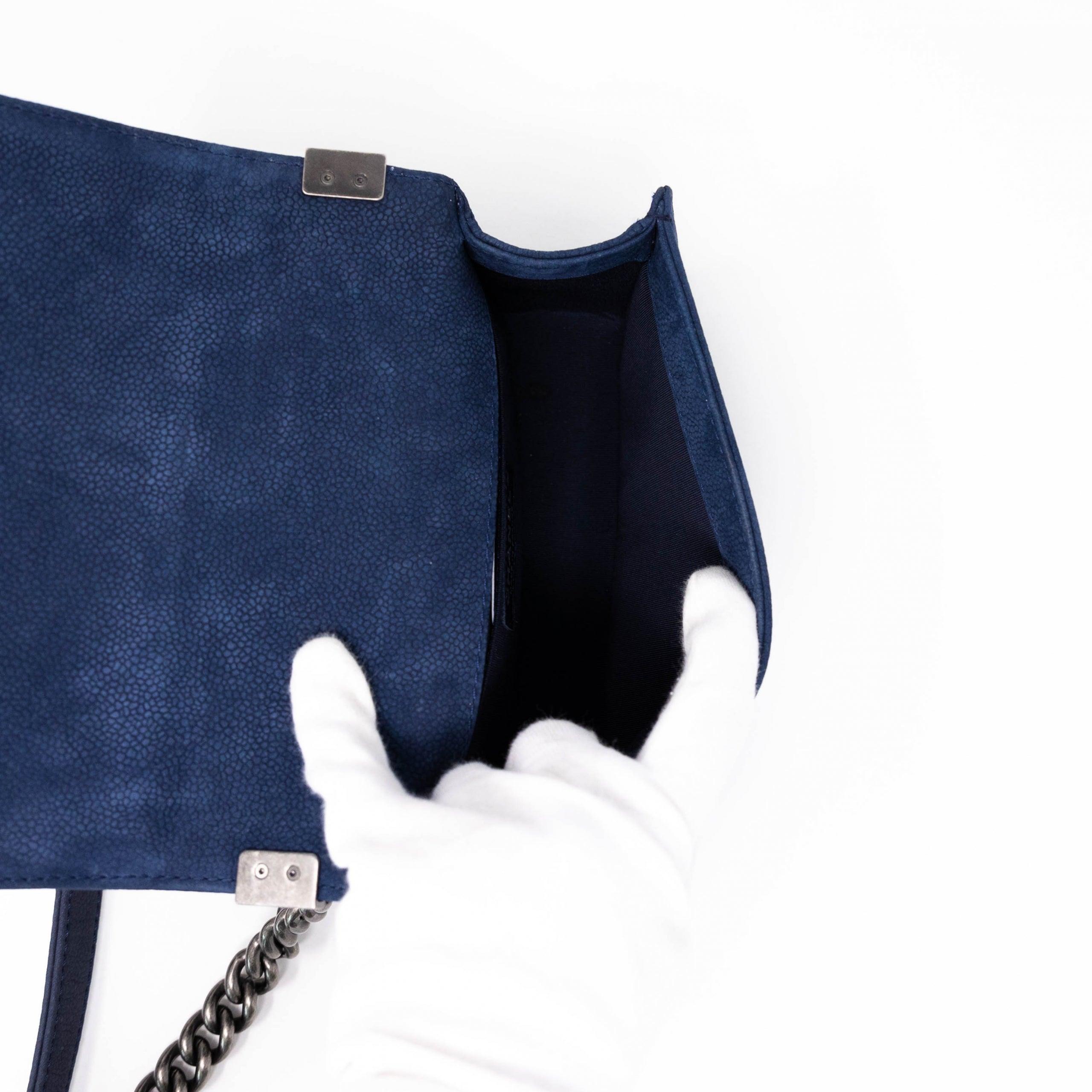 Chanel Blue Suede Small Boy Bag - Luxury Crossbody Handbag for Women | Perfect for Date Night, Parties & Special Occasions