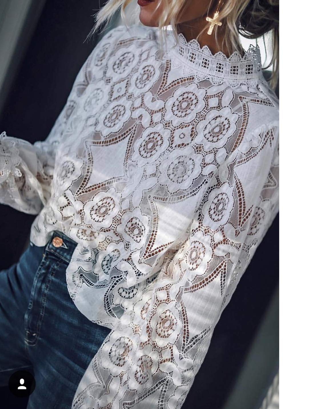 Women's Sheer Long Sleeve Lace Blouse - Summer Casual T-Shirt Top for Women | Perfect for Office Wear, Date Night & Beach Cover-Up