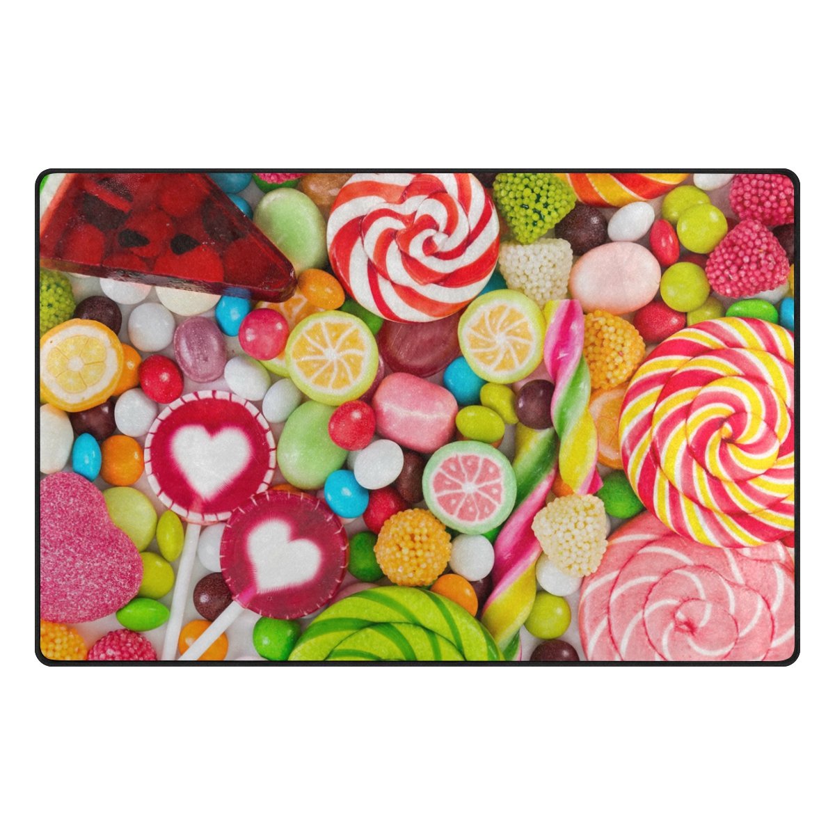 WOZO Non-Slip Colorful Lemon Candy Area Rug - 31x20 Inch Vibrant Floor Mat for Living Room, Bedroom, Dorm Decor | Soft & Durable Home Accent for Kitchen, Dining Room & Entryway