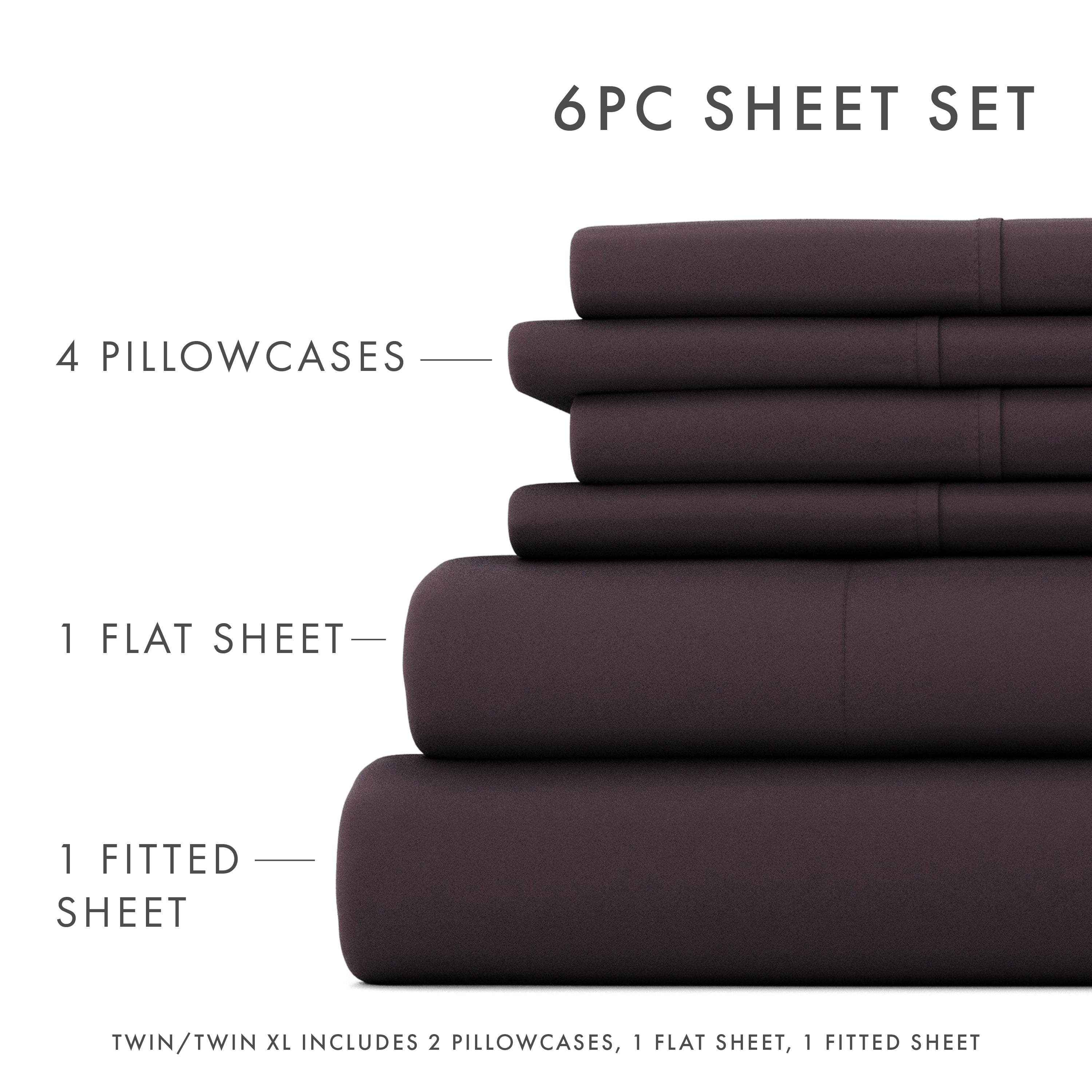 6-Piece Essential Sheet Set - Soft & Breathable Bed Sheets for Ultimate Comfort - Perfect for Home, Hotel, and Dorm Room Use