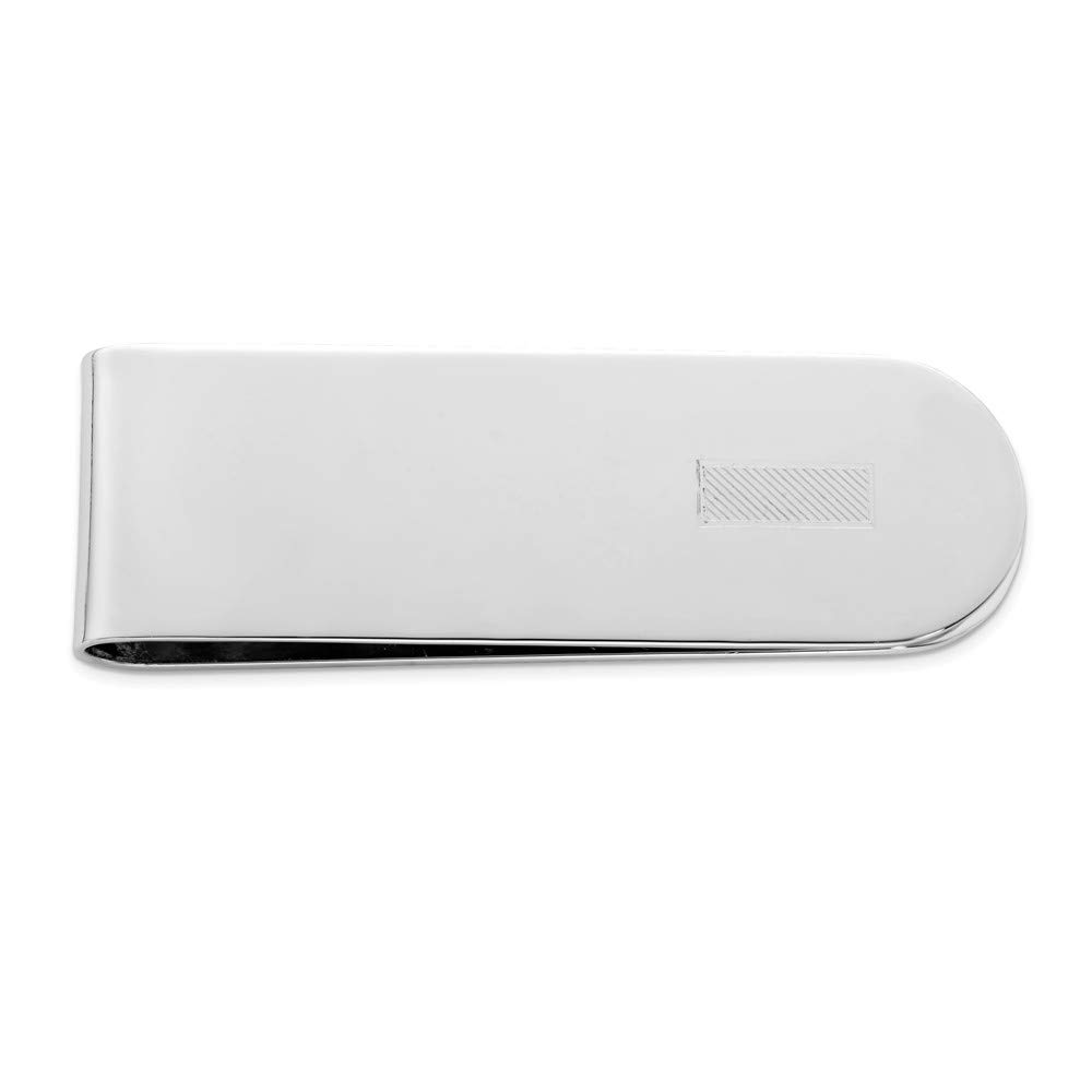 Sterling Silver Rhodium Plated Money Clip for Men - Slim Wallet Alternative, Cash Holder for Everyday Use & Gifts - Perfect for Business, Travel, and Special Occasions