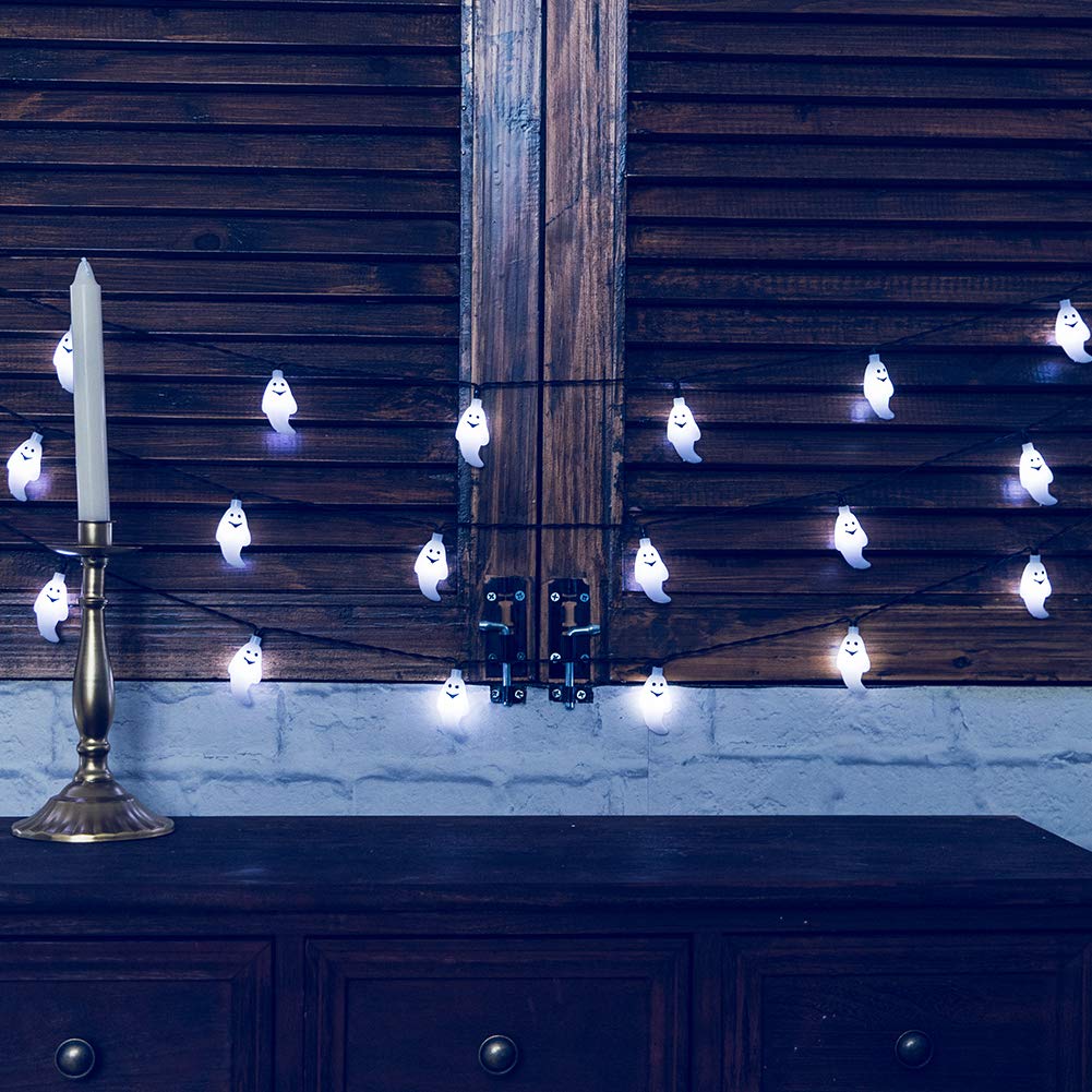 Solar String Lights Outdoor Waterproof - 2 Pack 20ft 30 LED Halloween Christmas Decorations with 8 Lighting Modes for Patio, Garden, Yard, Gate - Perfect for Parties, Weddings, and Holiday Events