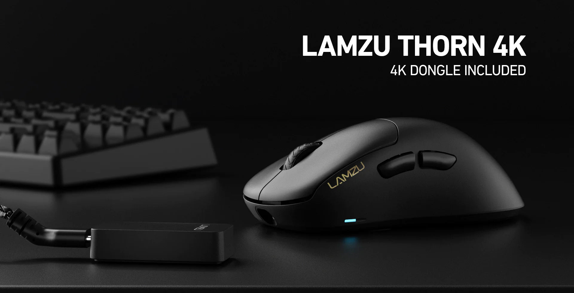 Lamzu Thorn 4K Wireless Gaming Mouse - Black (4K Dongle Included) | Ergonomic Design for FPS, MOBA & MMO Gaming | Perfect for PC & Laptop Gamers