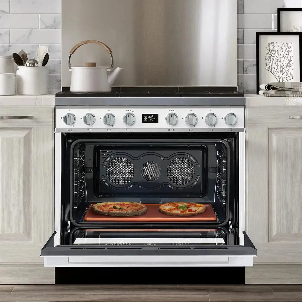 Smeg 90cm Portofino Pyrolytic Oven - White | Built-in Electric Cooker with Self-Cleaning Function | Perfect for Modern Kitchens & Home Cooking