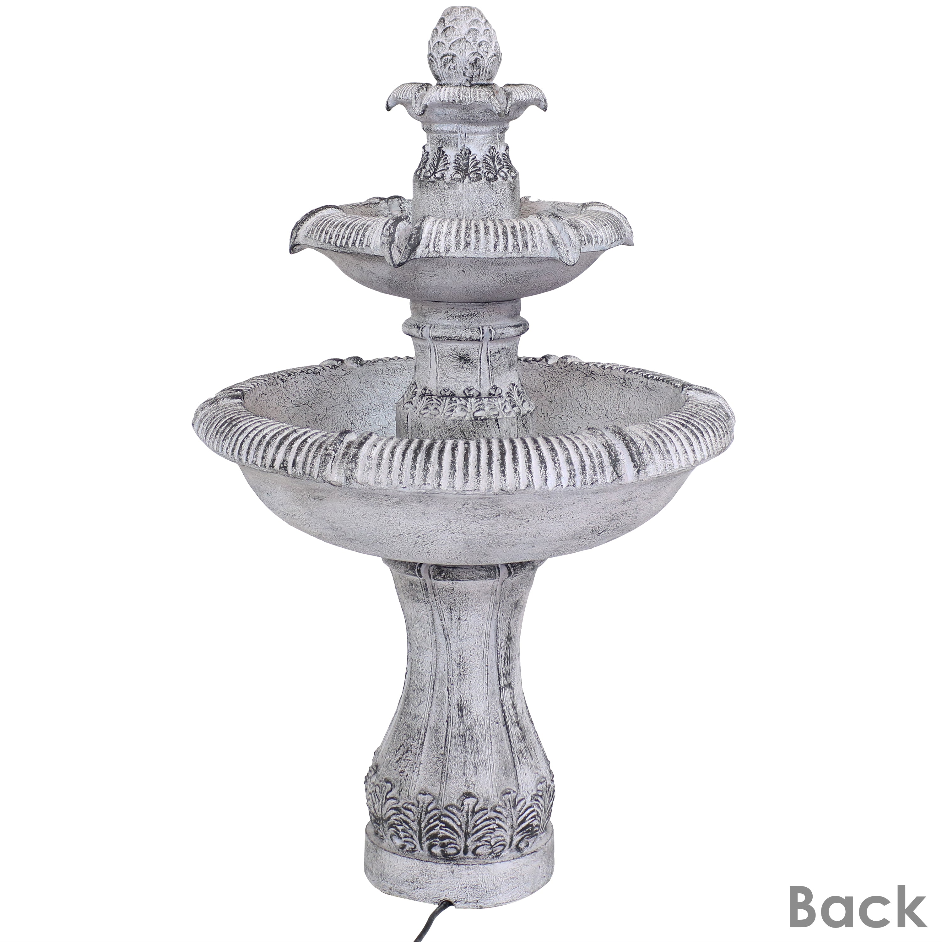 45-Inch 3-Tier Outdoor Water Fountain with Mediterranean Design - Durable Reinforced Concrete for Garden, Patio, and Backyard Decor | Sunnydaze