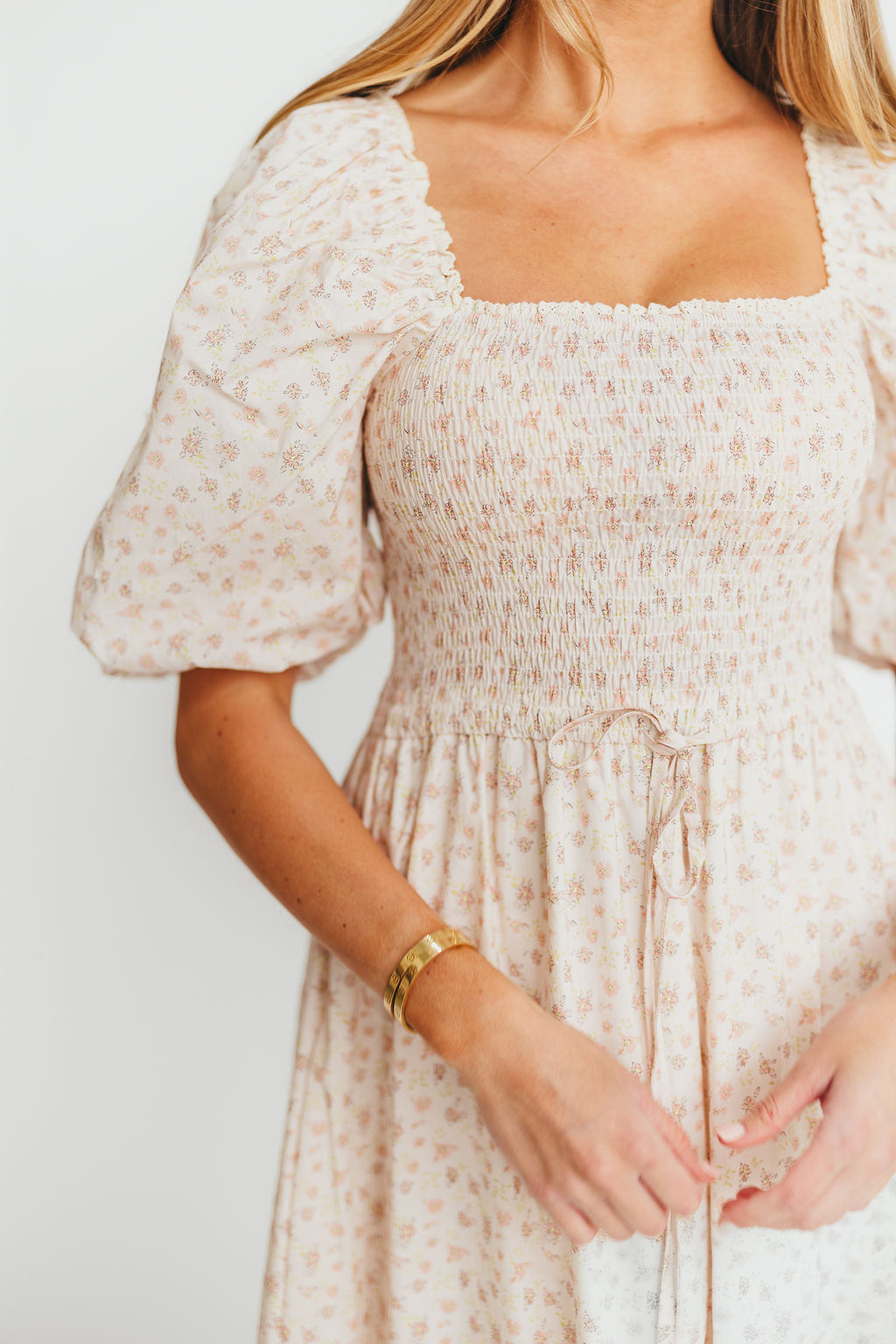Maeve 100% Cotton Puff Sleeve Midi Dress - Floral Print Summer Dress for Women | Casual & Wedding Guest Outfit | Perfect for Garden Parties & Date Nights